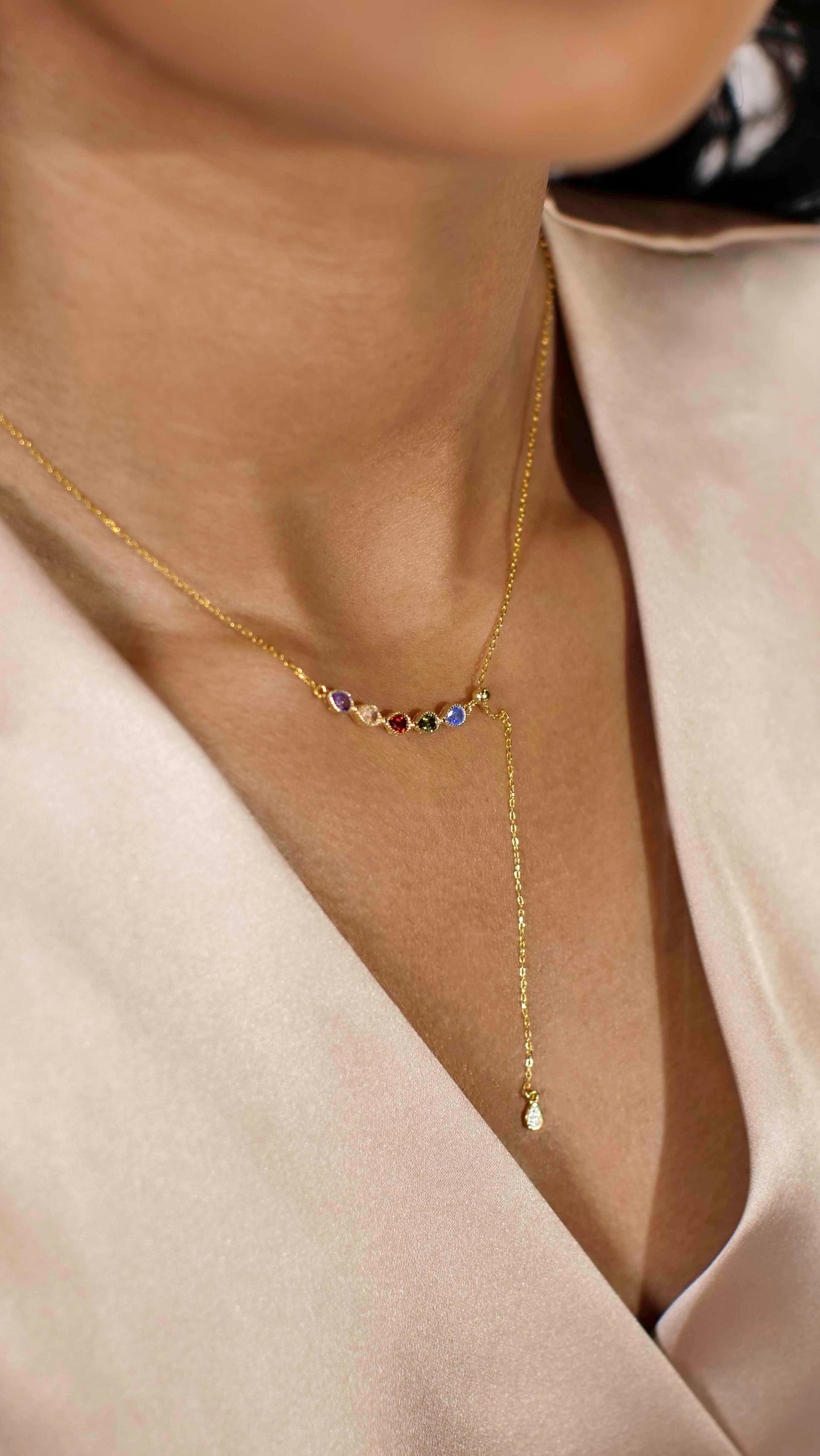925 sterling silver rainbow water drop zircon pendant necklace