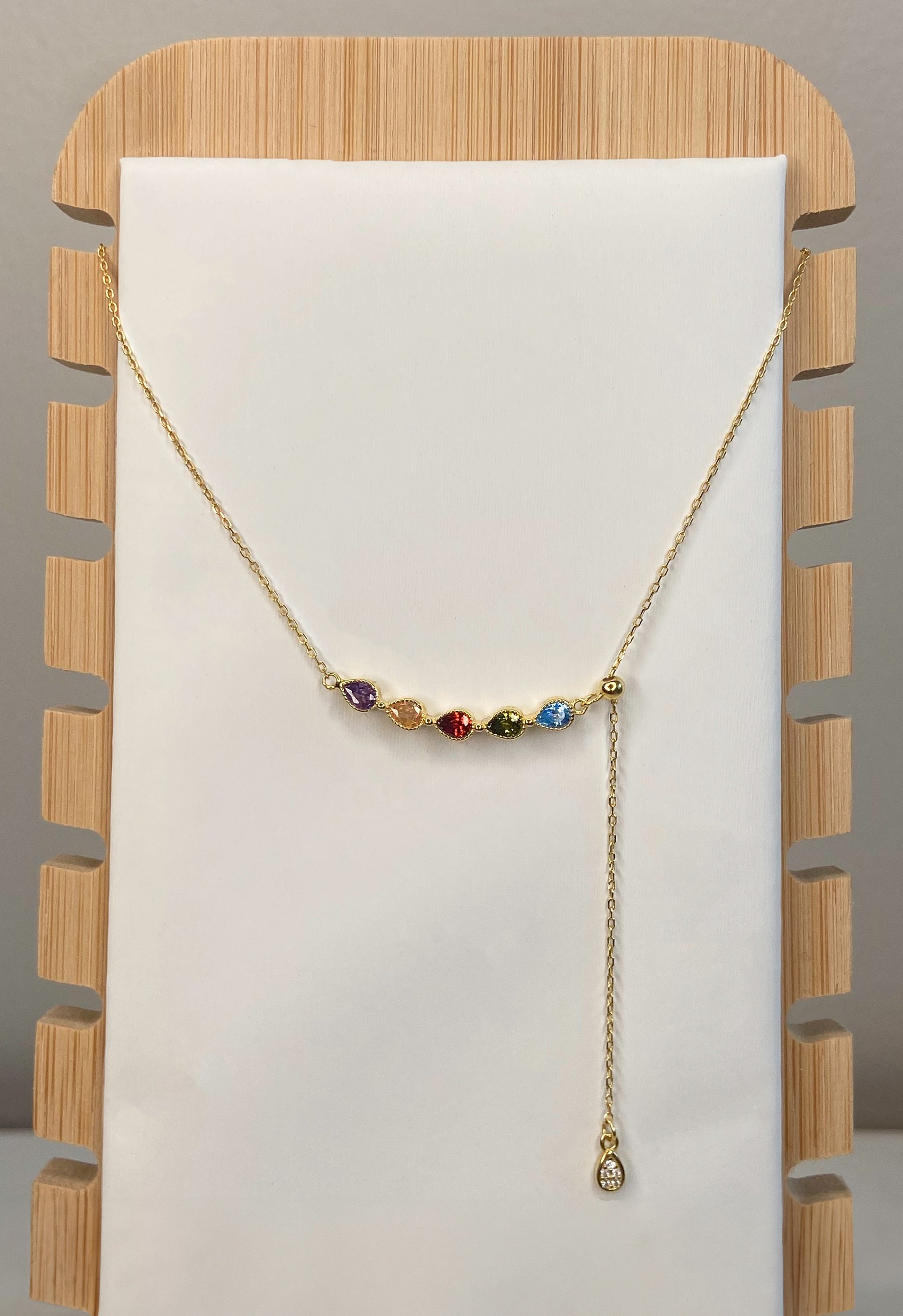 925 sterling silver rainbow water drop zircon pendant necklace