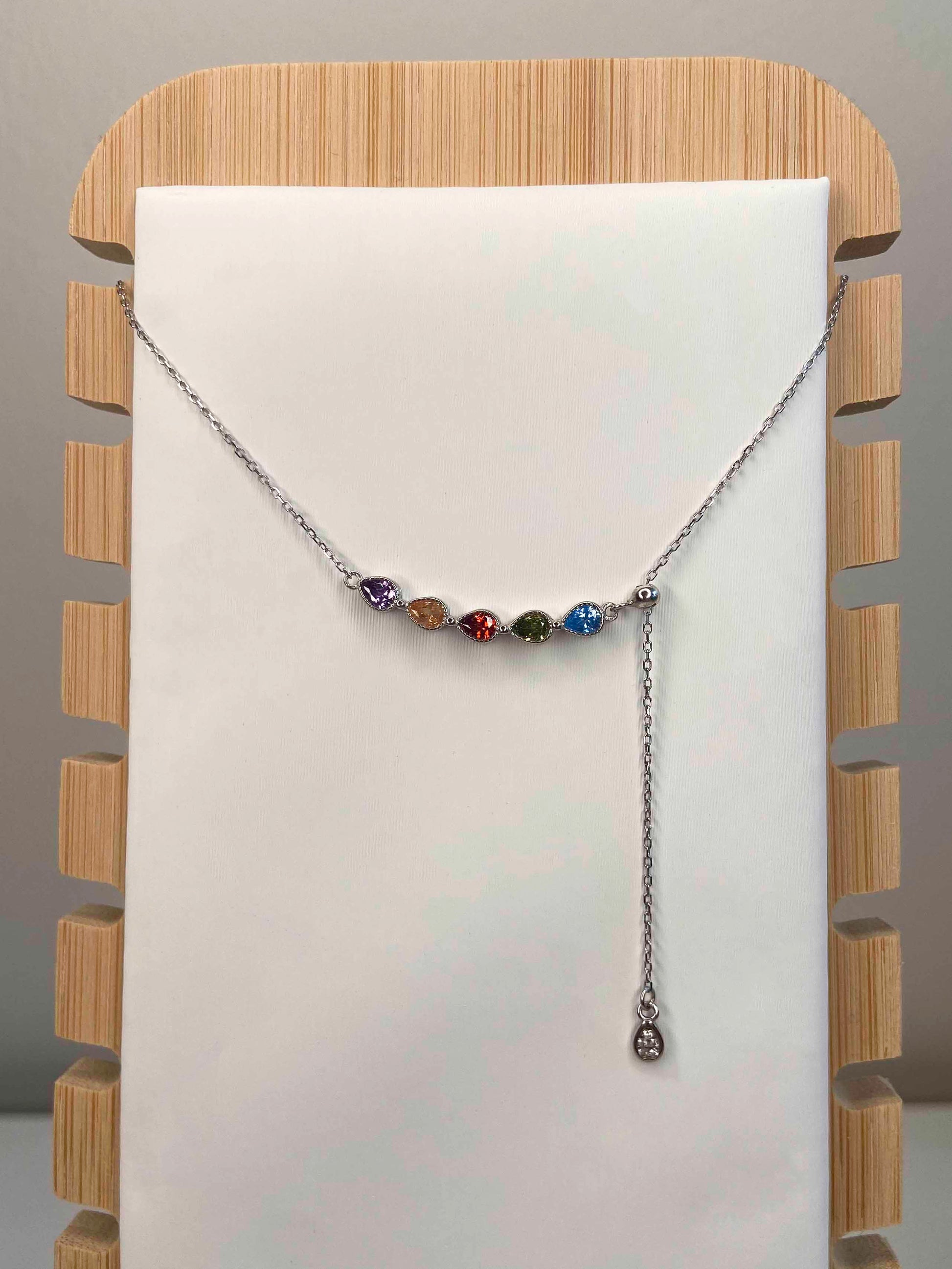 925 sterling silver rainbow water drop zircon pendant necklace