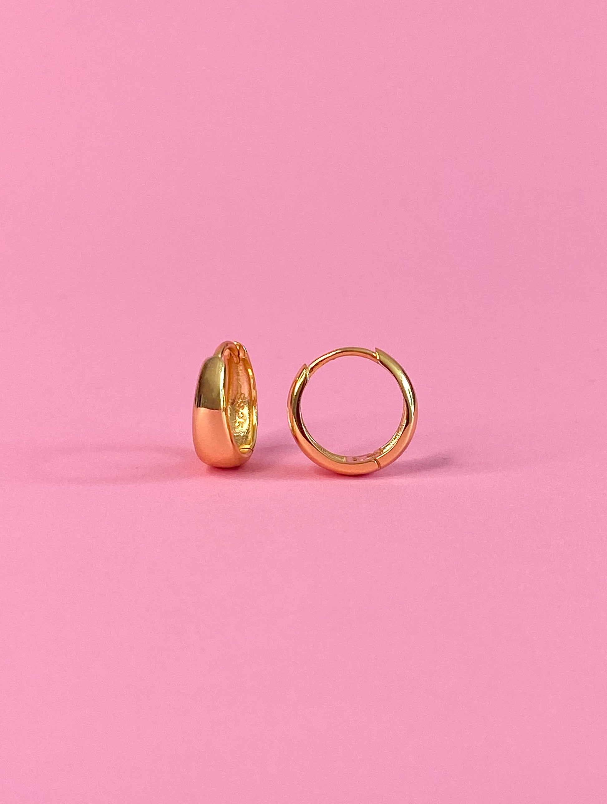925 Sterling Silver Gold-plated Simple Wide Hoop Huggies