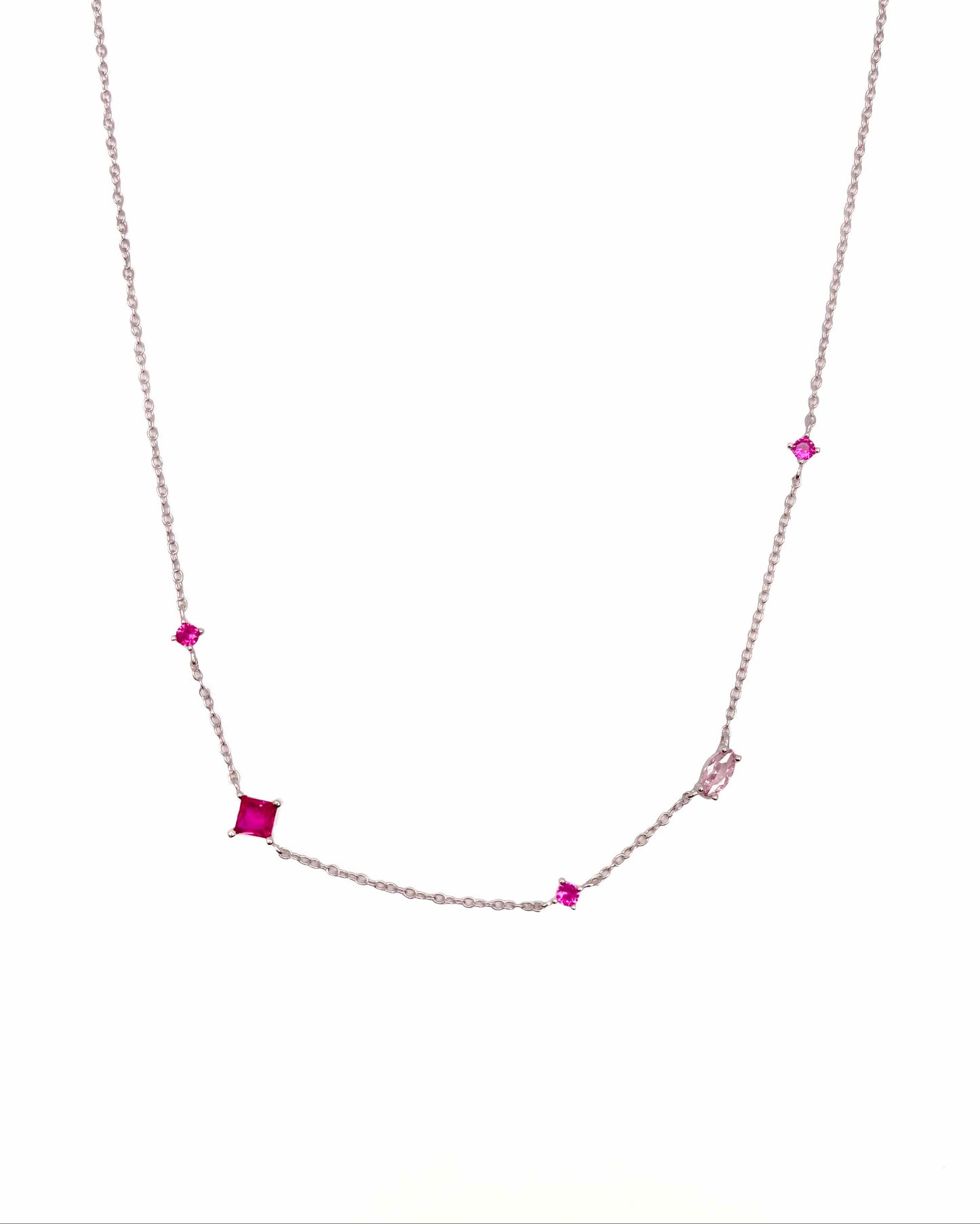 925 Sterling Silver Rainbow Colorful Zirconia Pendant Necklace