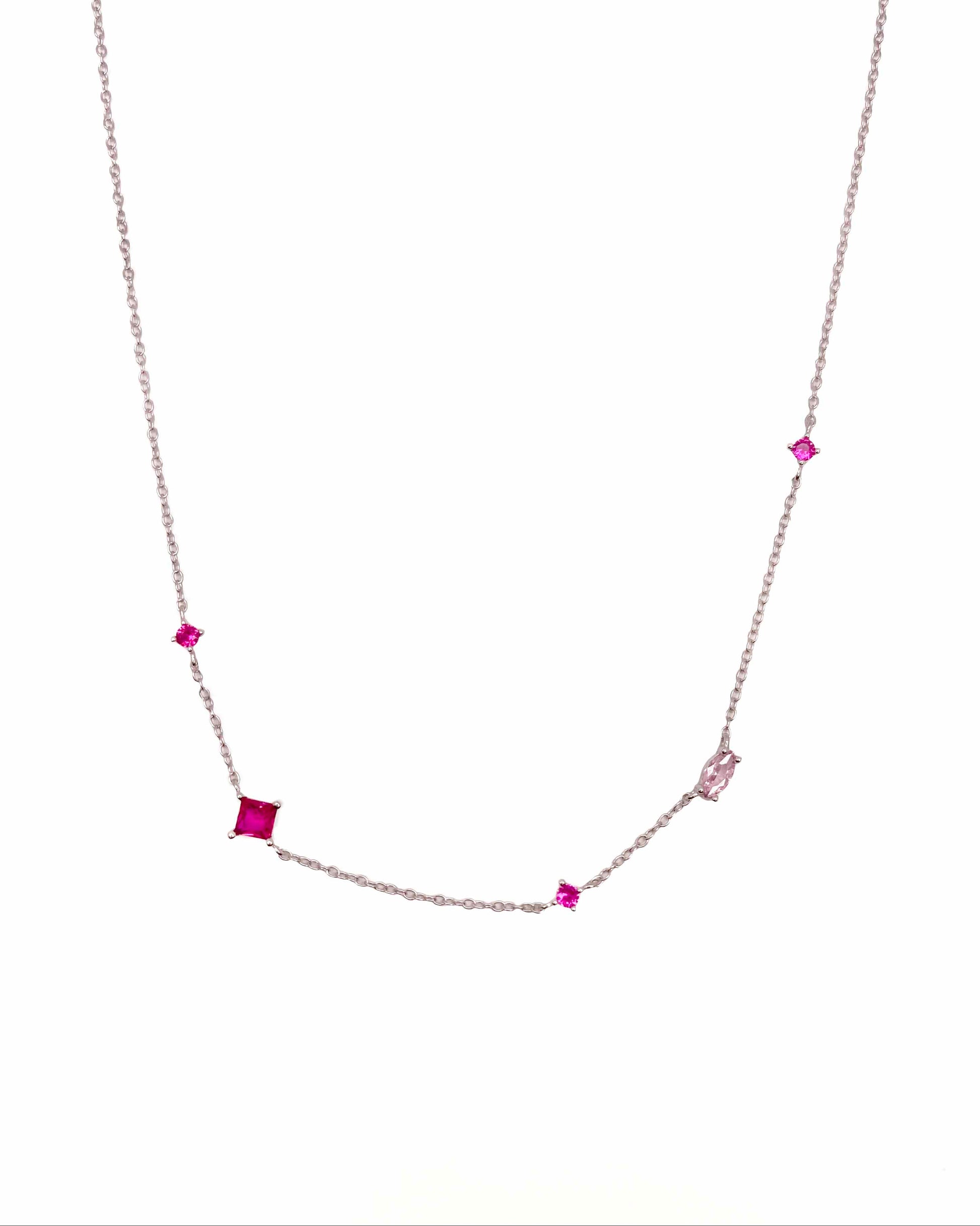 925 Sterling Silver Rainbow Colorful Zirconia Pendant Necklace