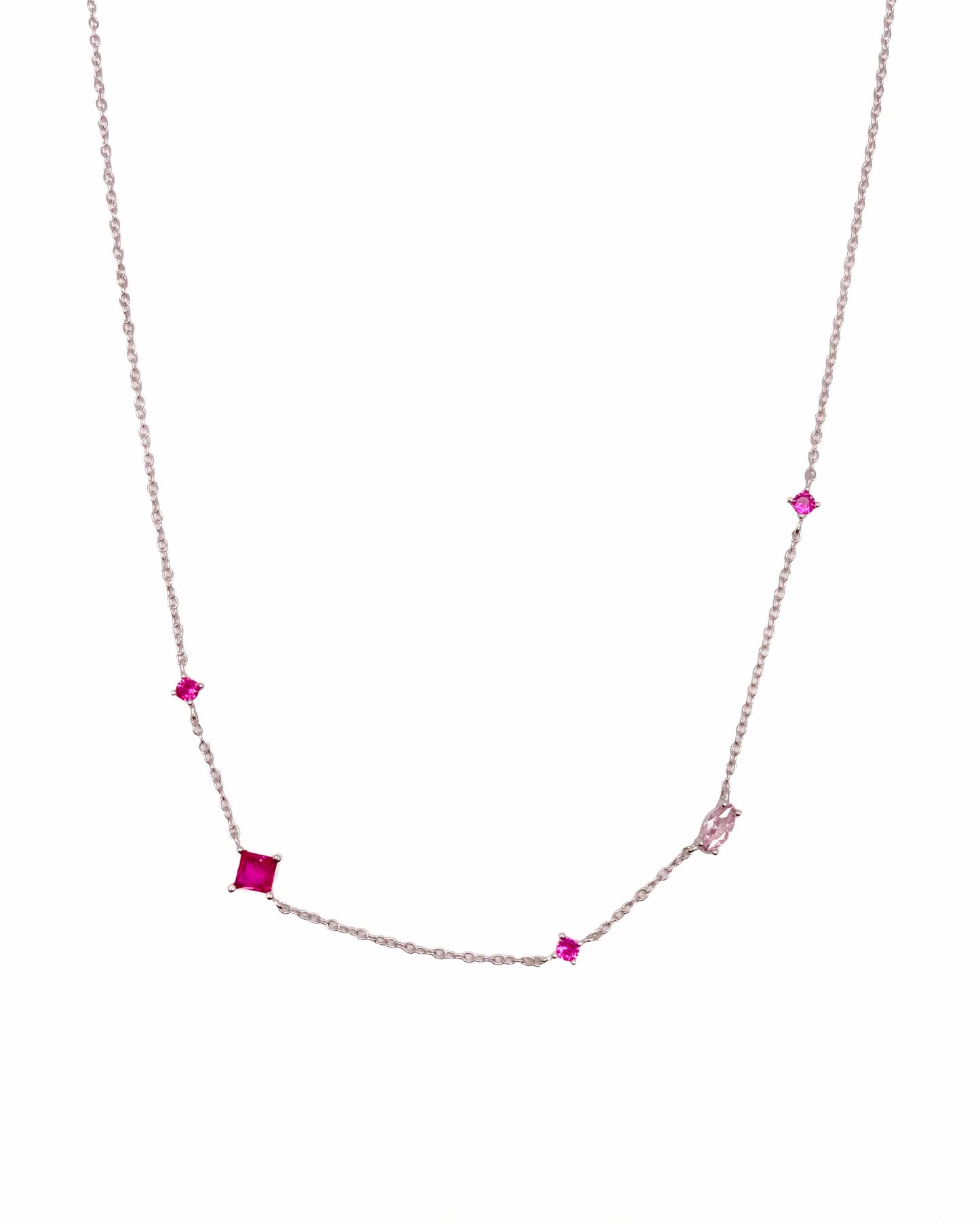 925 Sterling Silver Rainbow Colorful Zirconia Pendant Necklace