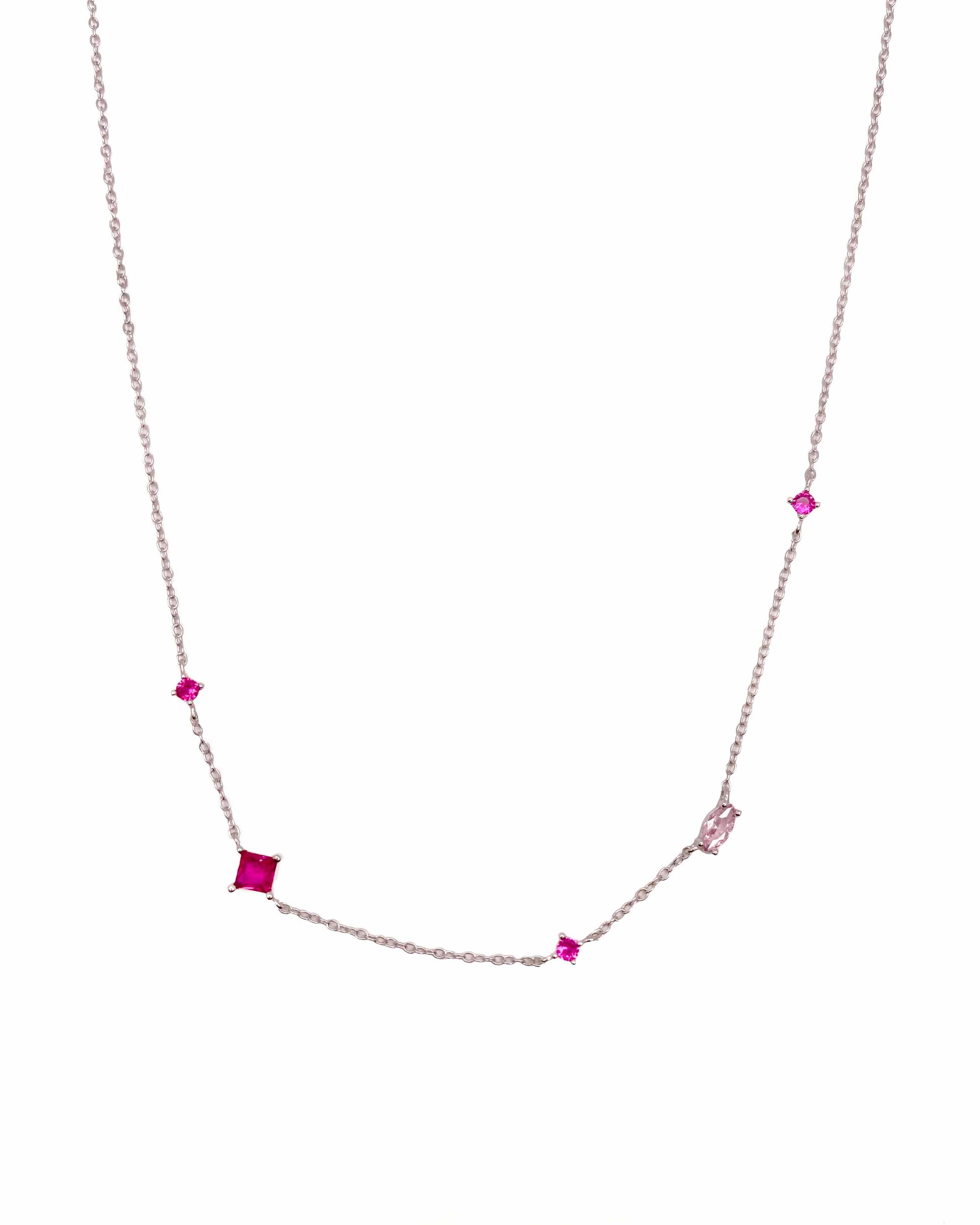 925 Sterling Silver Rainbow Colorful Zirconia Pendant Necklace