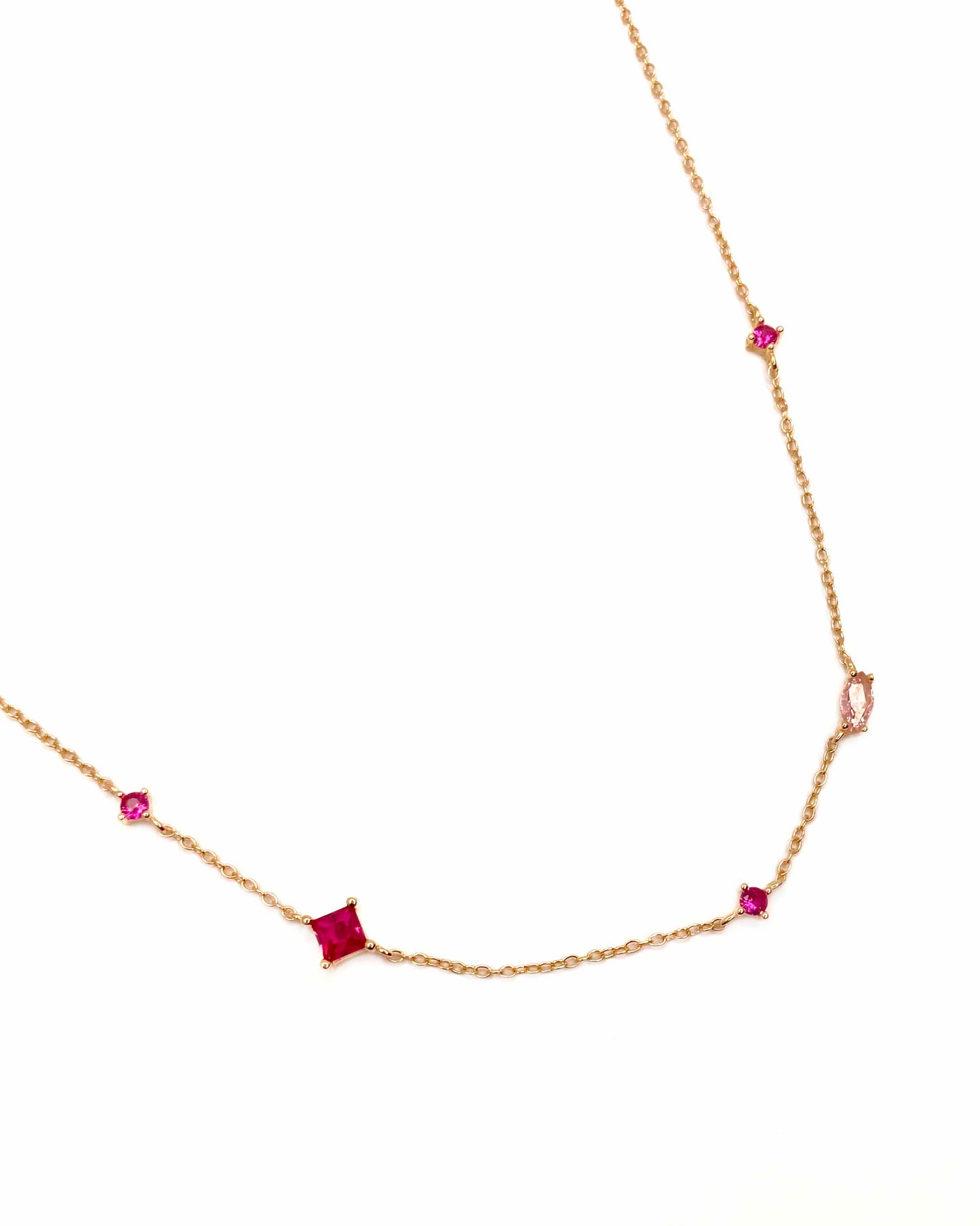 Gold-plated 925 Sterling Silver Rainbow Colorful Zirconia Pendant Necklace