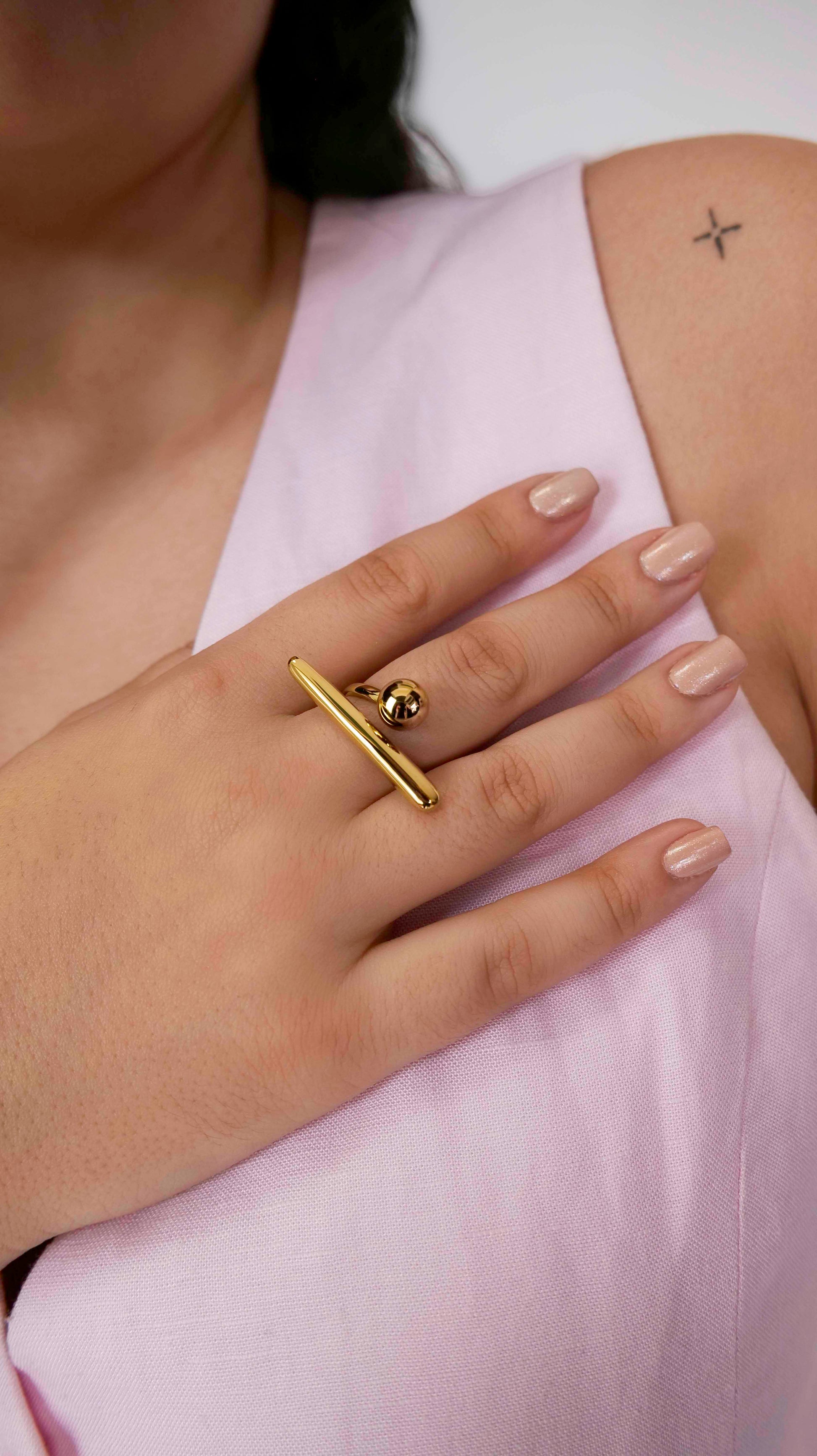 Stainless Steel Waterproof Minimalist Bold Classy Ring 18k Gold Color