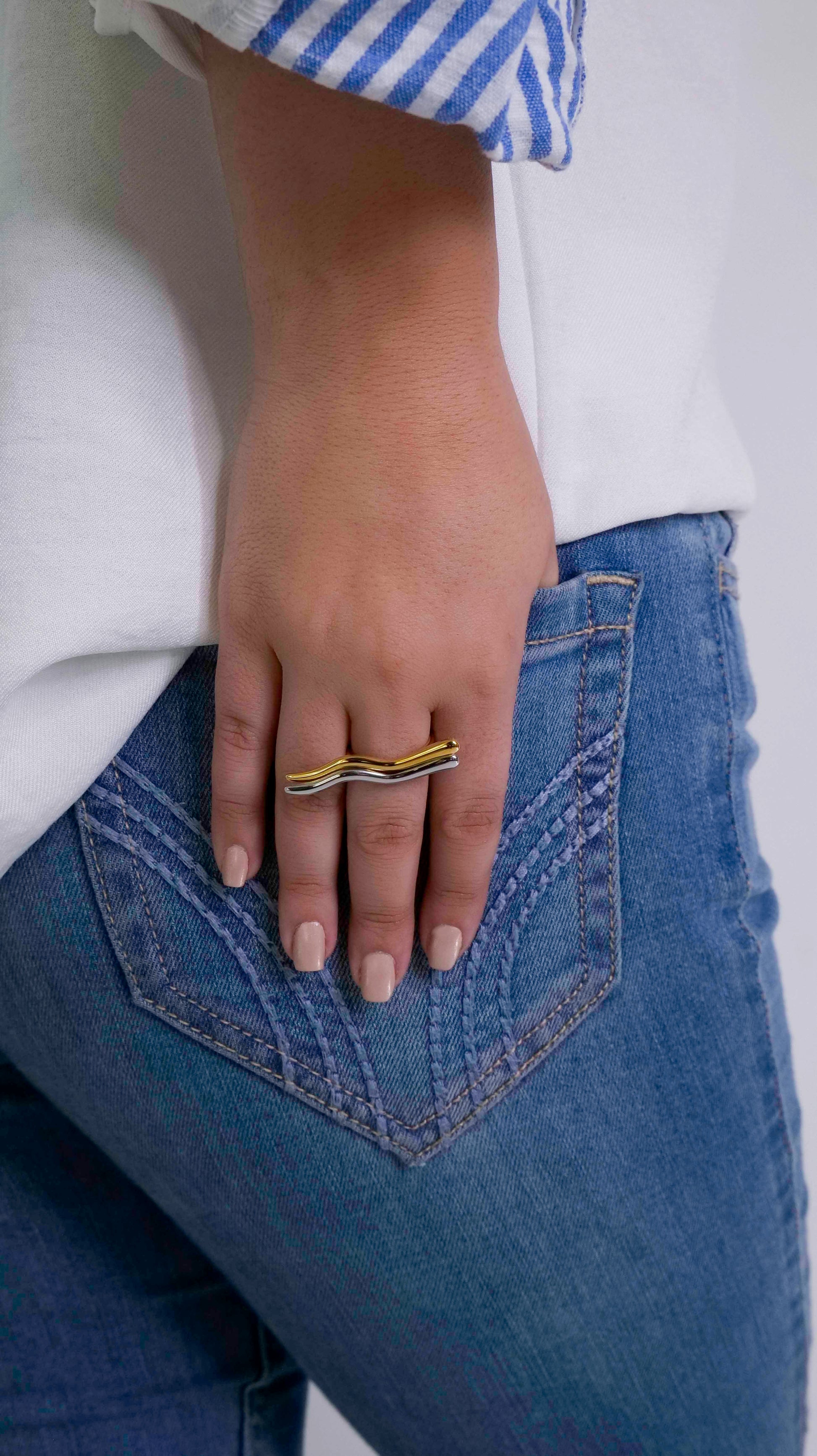 Stainless Steel Minimalist Ring Set 18k Gold & Silver Color Waterproof