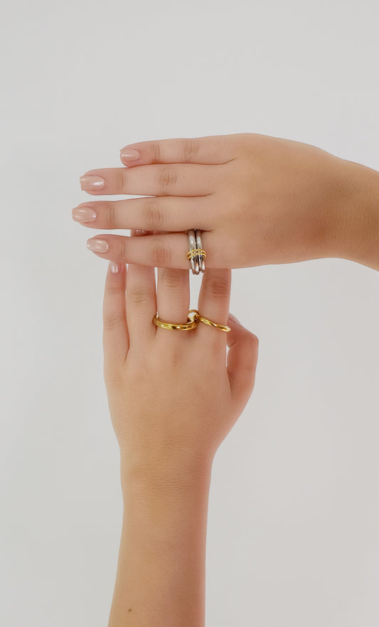 18K PVD Gold Stainless Steel Hollow Irregular Geometric Ring Waterproof Jewelry