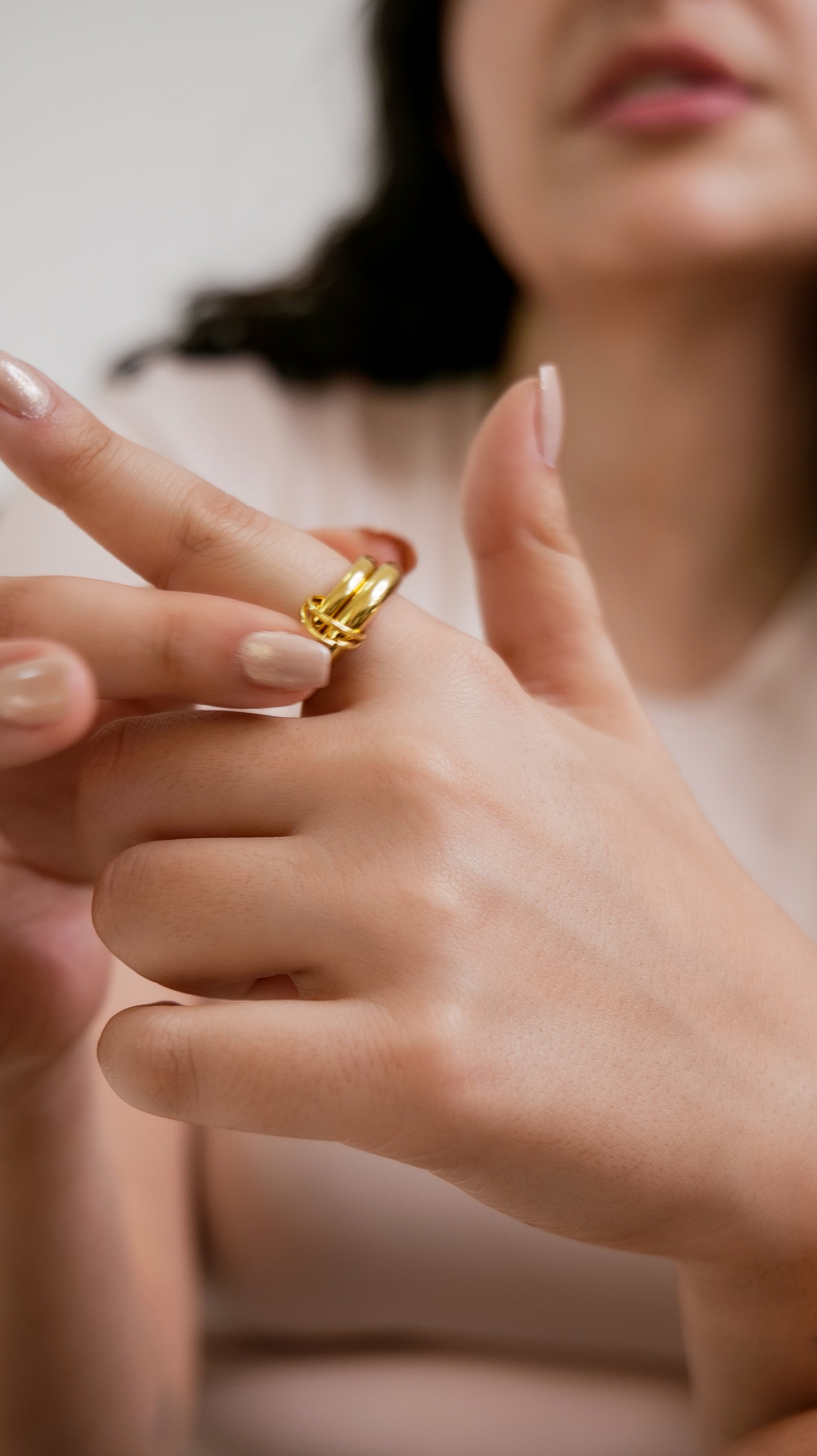 18K PVD Gold Stainless Steel Hollow Irregular Geometric Ring Waterproof Jewelry