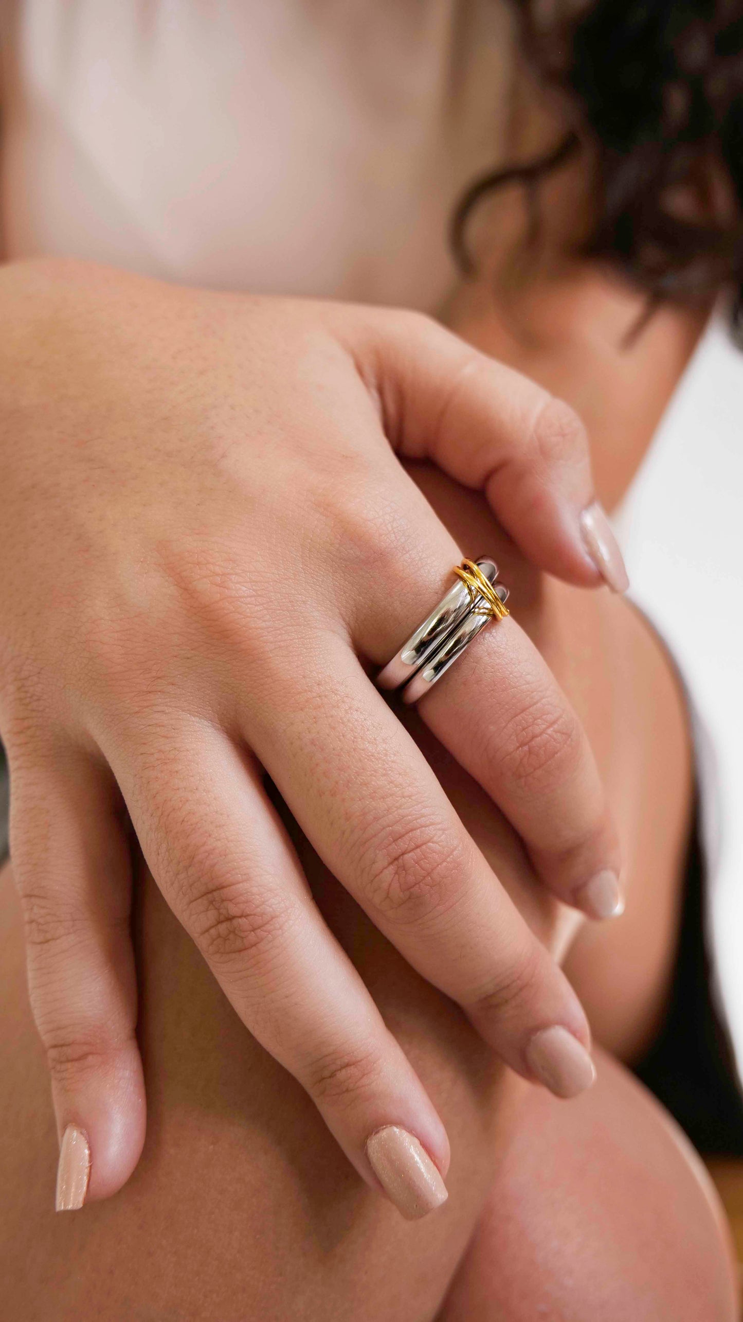 18K PVD Gold Stainless Steel Hollow Irregular Geometric Ring Waterproof Jewelry