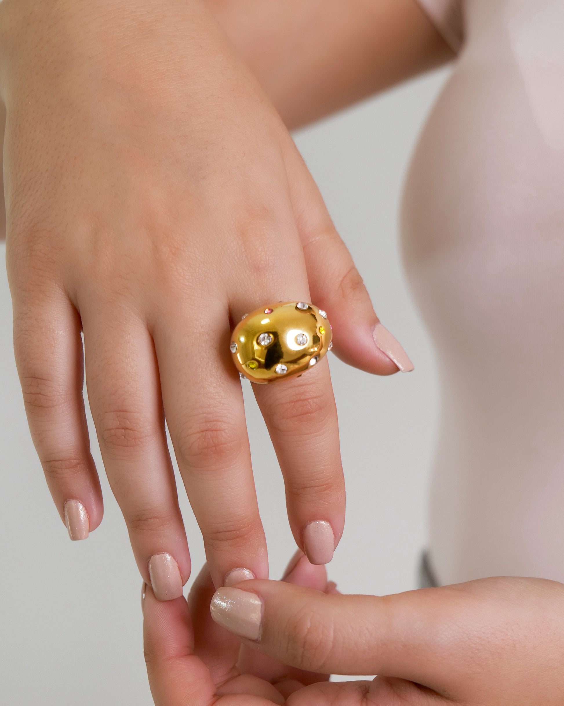 18K PVD Gold Plated Waterproof Stainless Steel Chunky Exclusive Ring Statement Jewelry