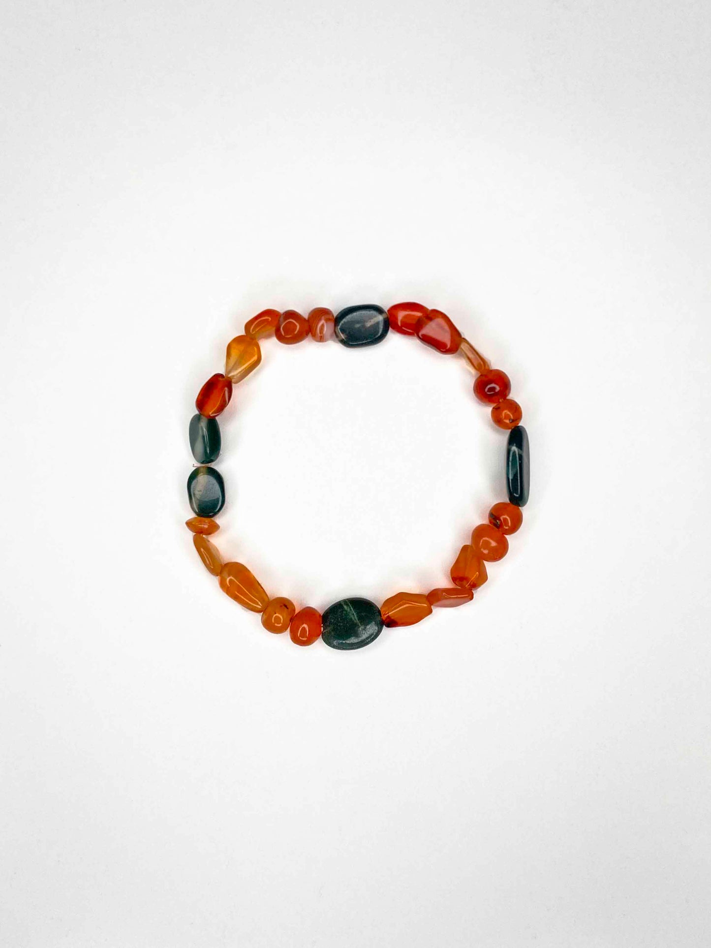 Handcrafted bracelet made using carnelian beads.