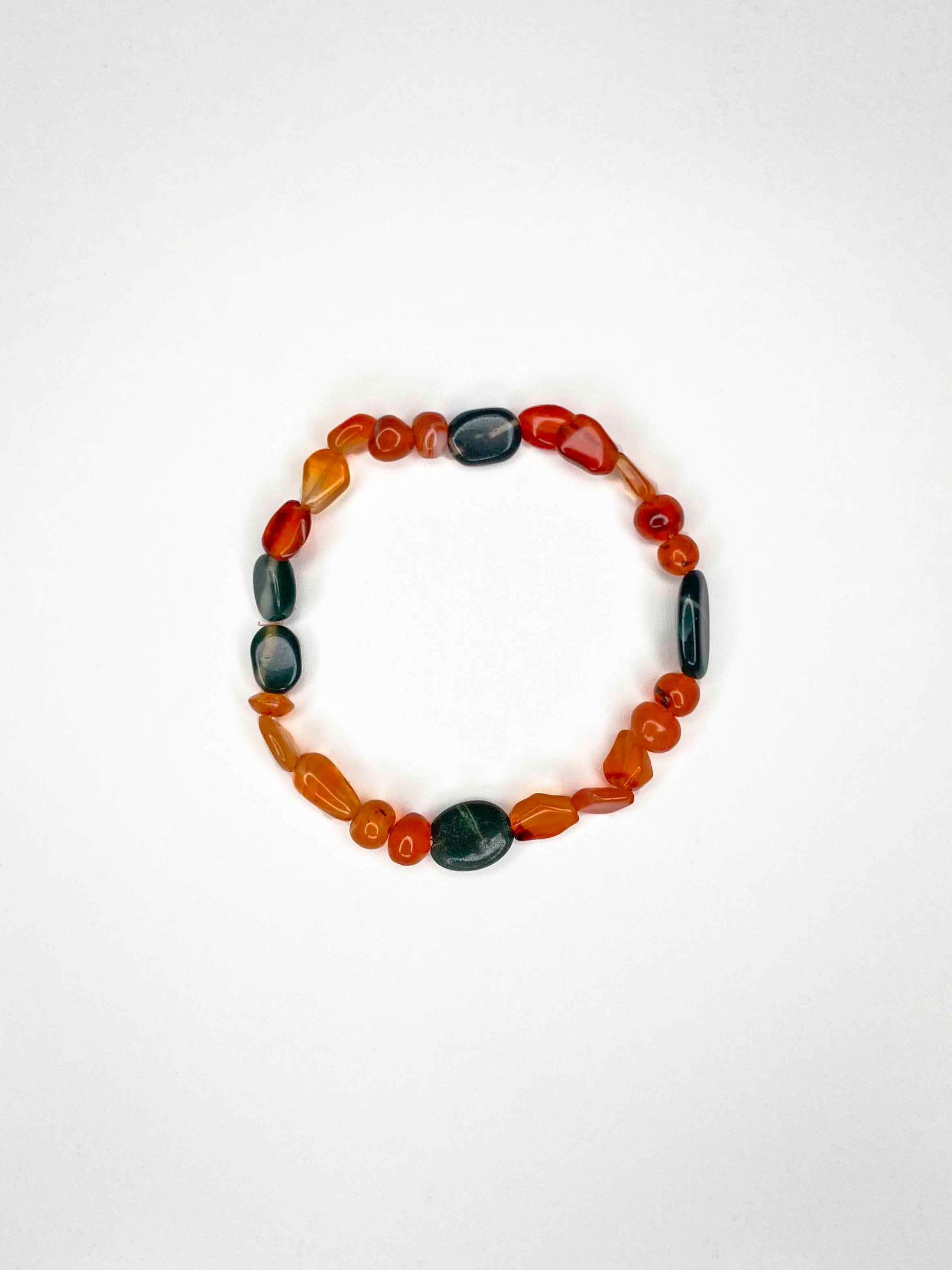 Handcrafted bracelet made using carnelian beads.