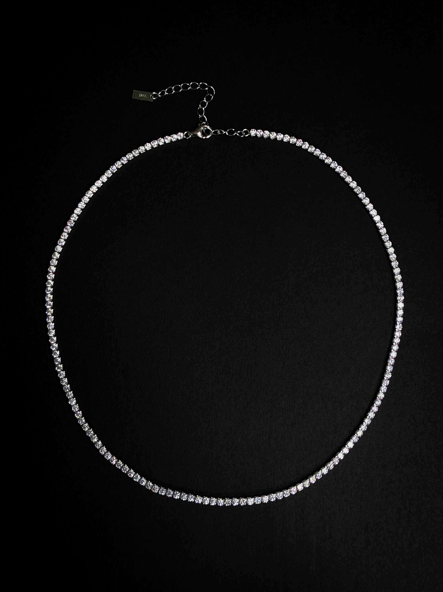Zircon stone Tennis Necklace 925 Sterling Silver