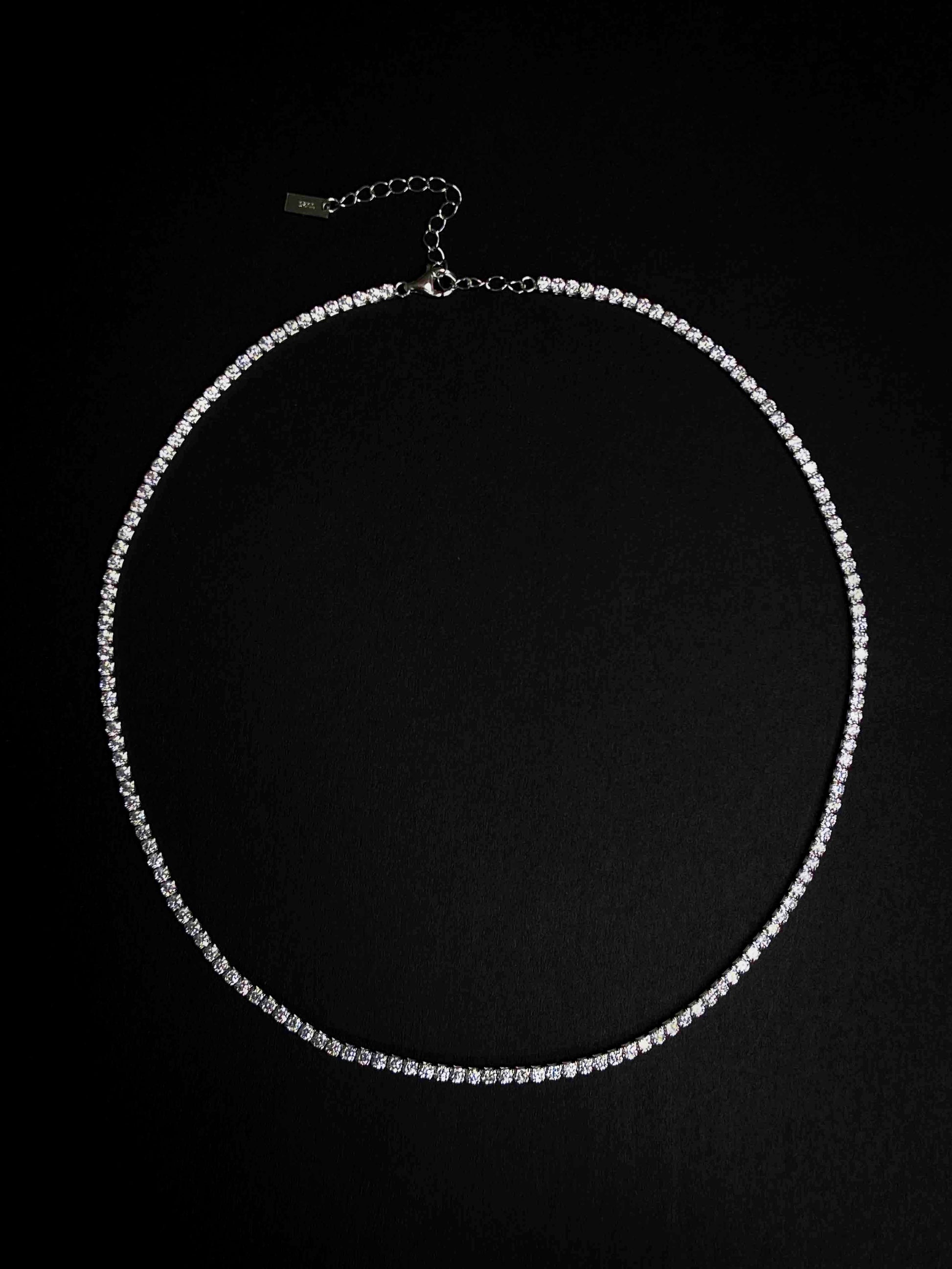 Zircon stone Tennis Necklace 925 Sterling Silver