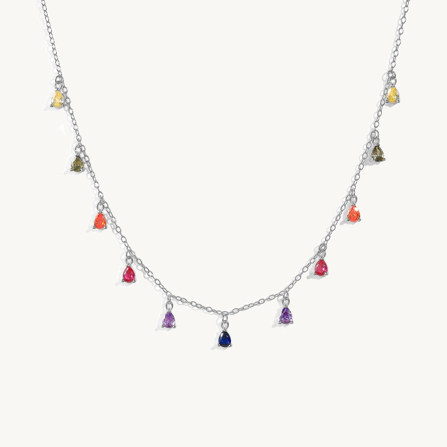 A sterling silver zirconia stone chain necklace.