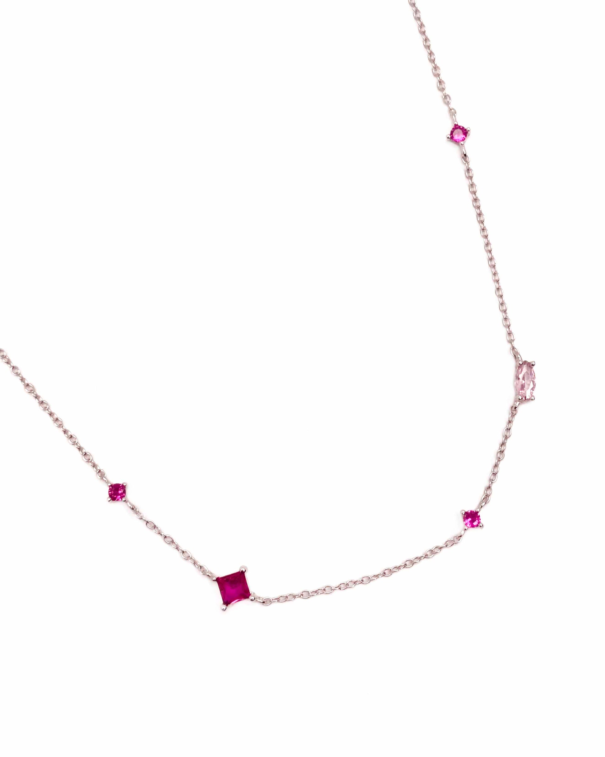 925 Sterling Silver Rainbow Colorful Zirconia Pendant Necklace