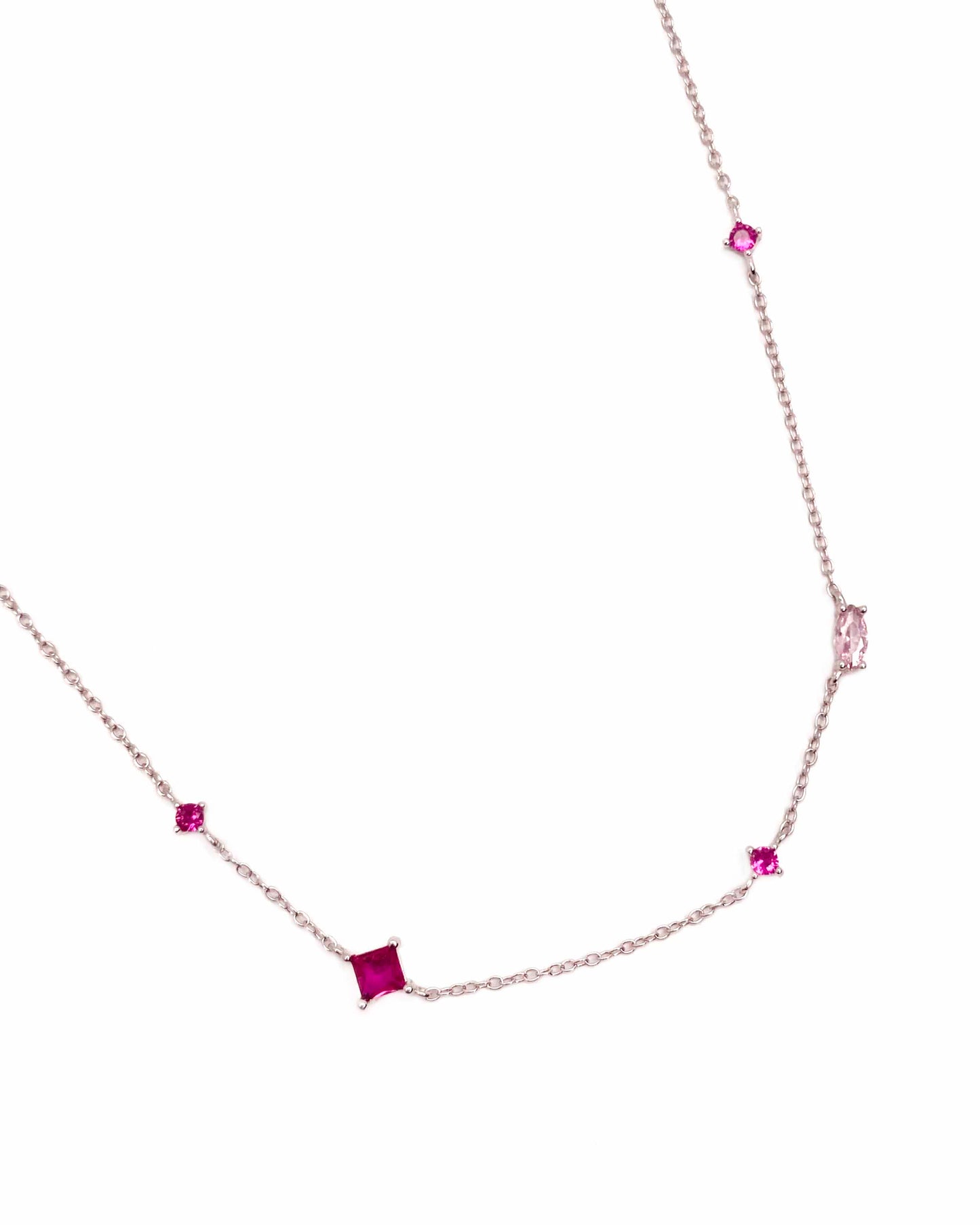 925 Sterling Silver Rainbow Colorful Zirconia Pendant Necklace