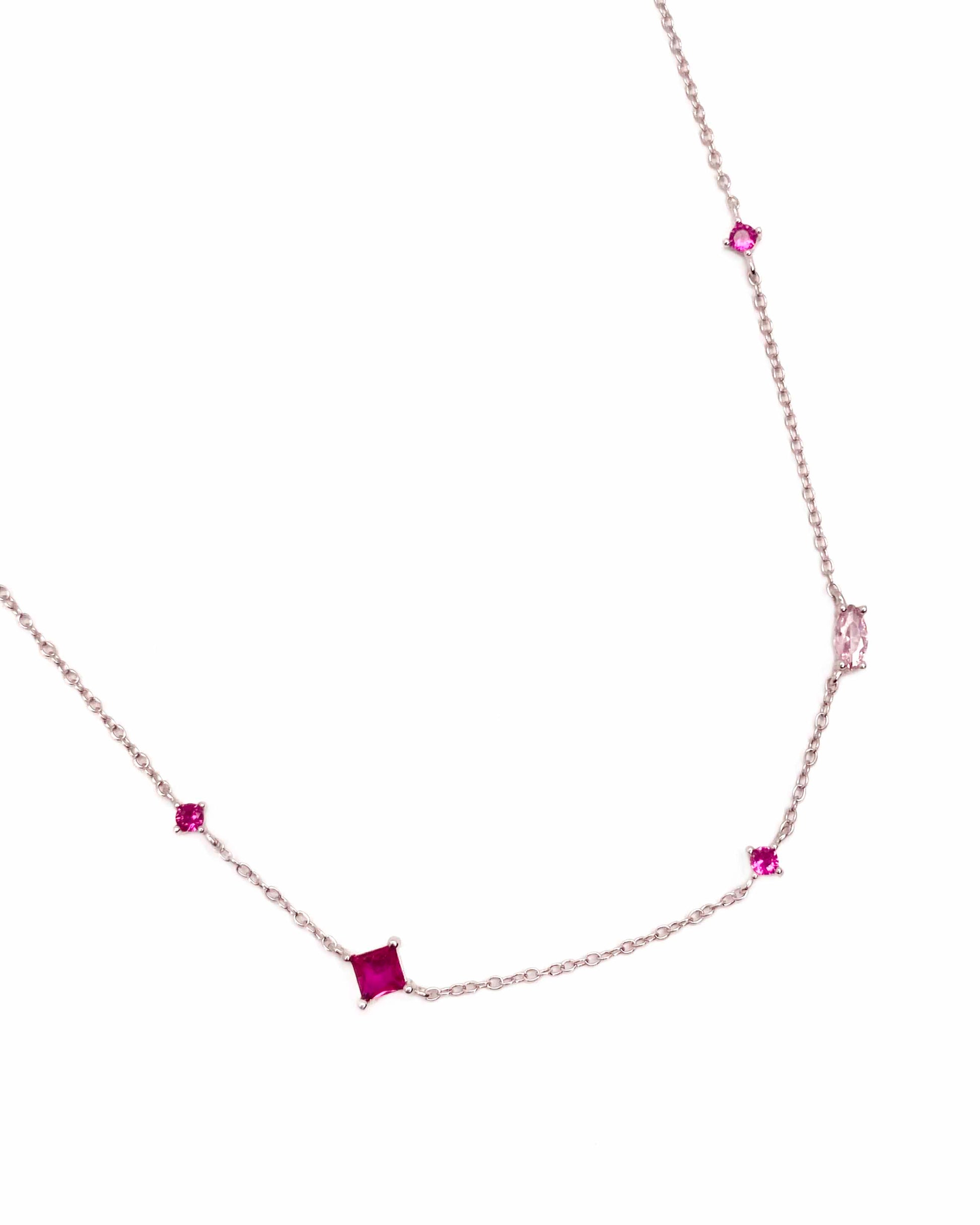 925 Sterling Silver Rainbow Colorful Zirconia Pendant Necklace