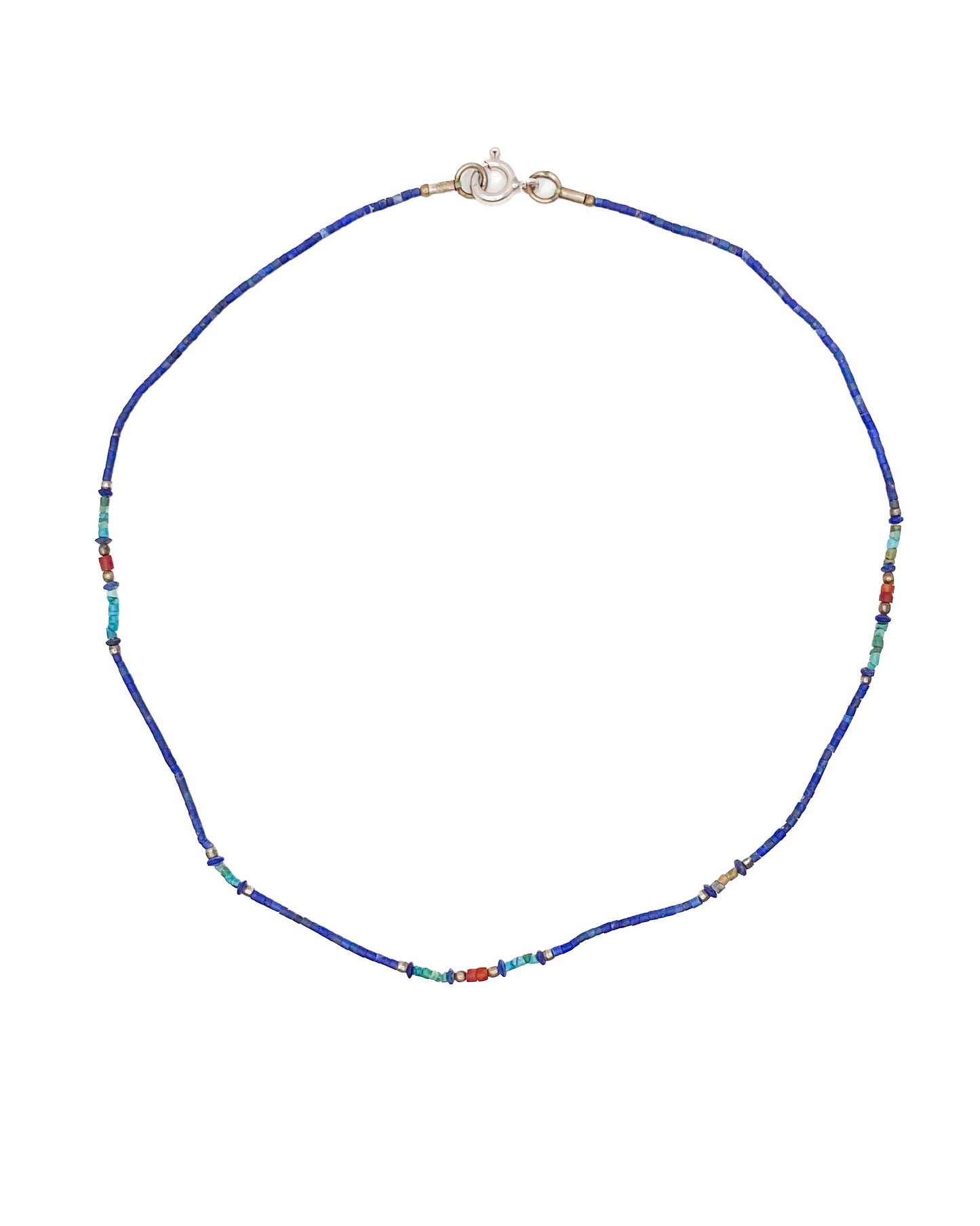 Handcrafted vintage necklaces that feature carnelian, turquoise, and lapis lazuli stones with 925 sterling silver balls and clasp.