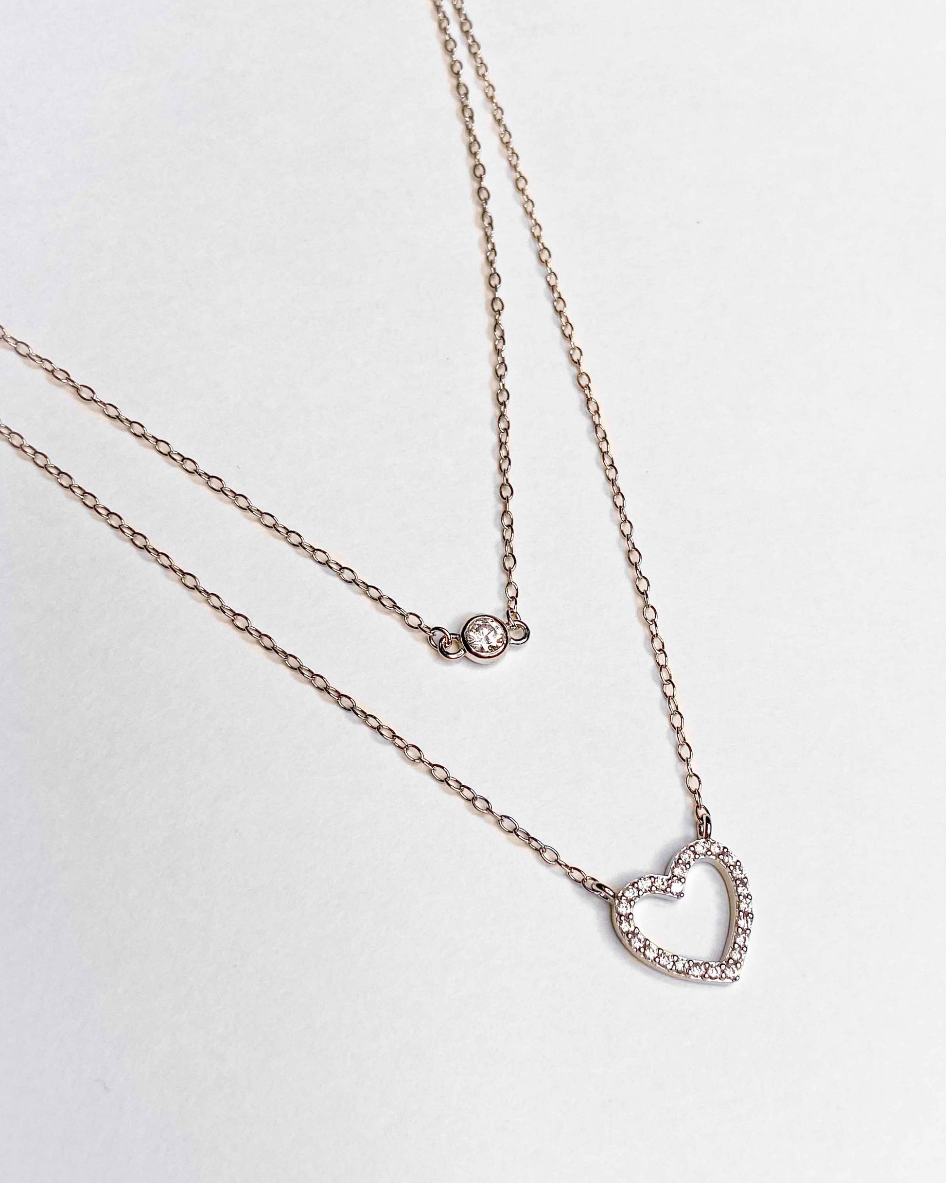 925 sterling silver double-layer necklace delicate clavicle chain zircon necklace.