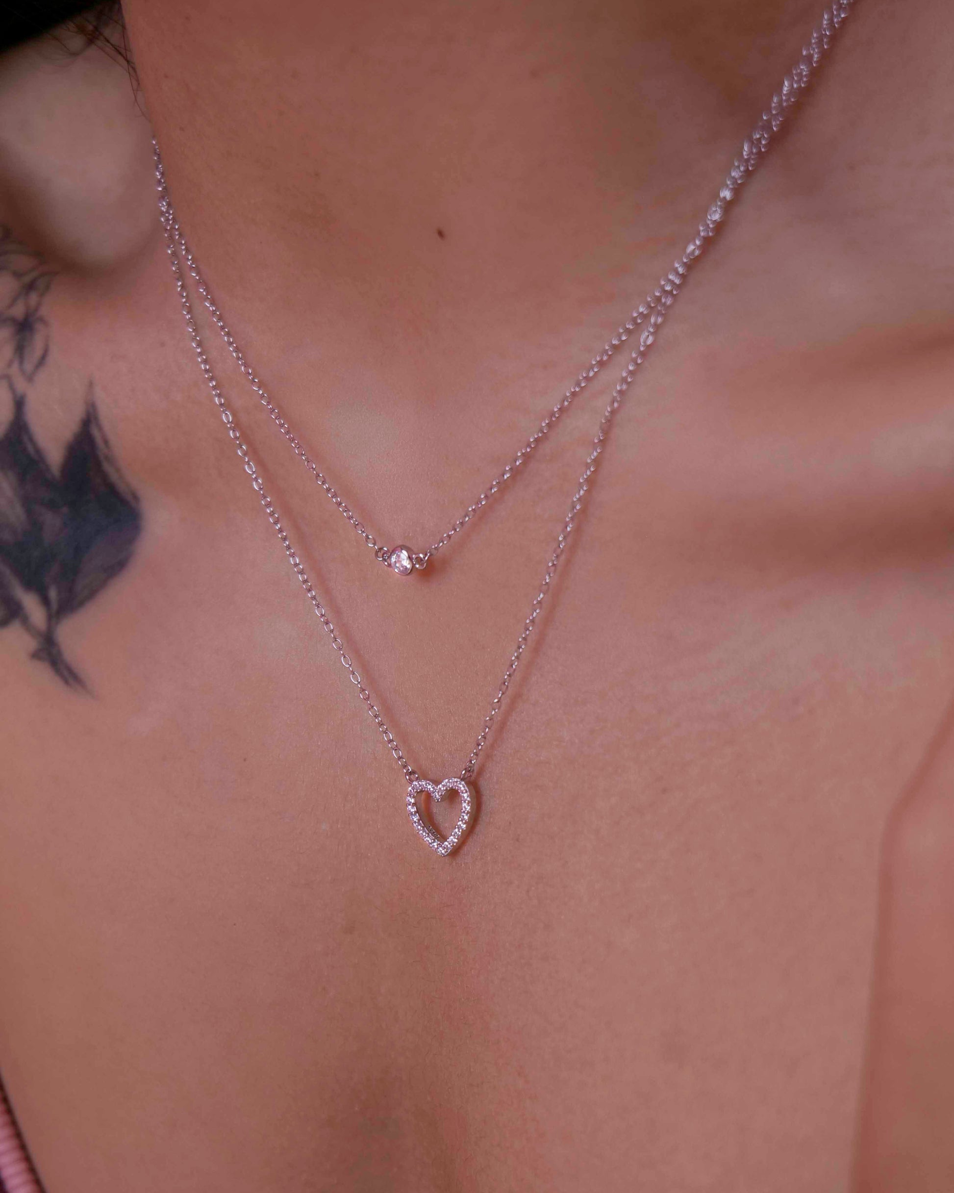925 sterling silver double-layer necklace delicate clavicle chain zircon necklace.