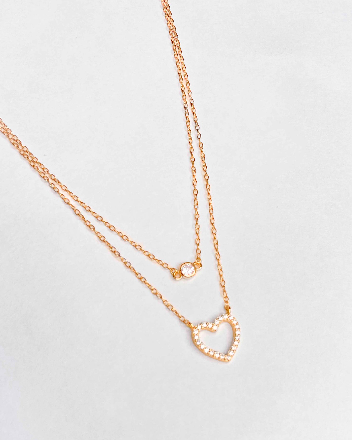 Gold-plated 925 sterling silver double-layer necklace delicate clavicle chain zircon necklace.