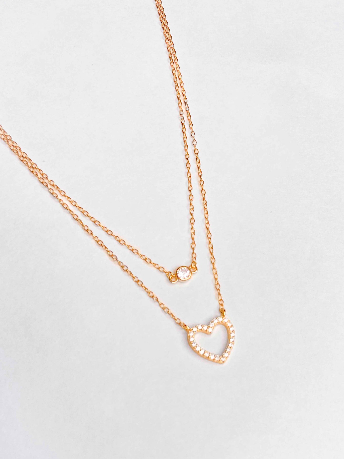 Gold-plated 925 sterling silver double-layer necklace delicate clavicle chain zircon necklace.