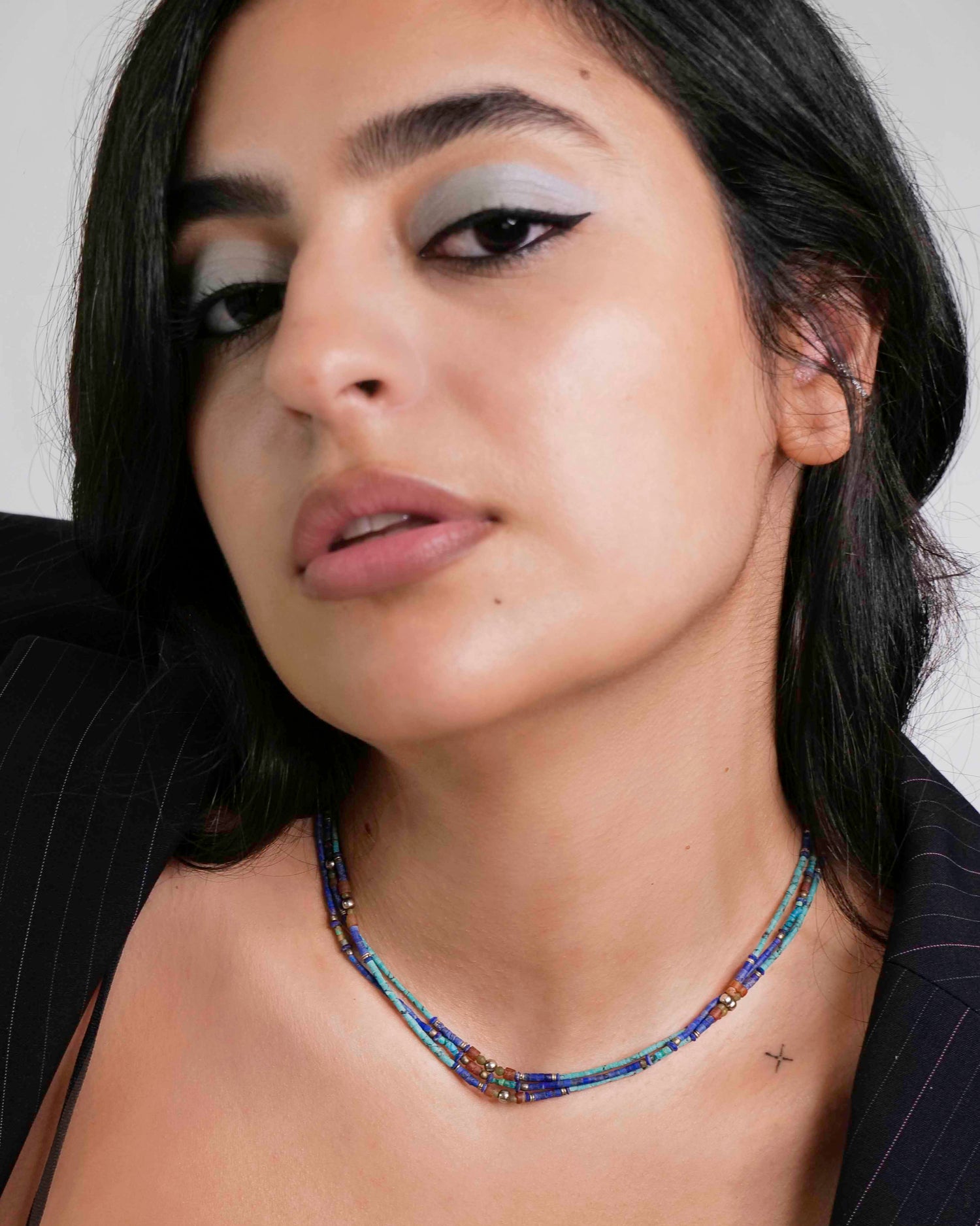 Handcrafted vintage necklaces that feature carnelian, turquoise, and lapis lazuli stones with 925 sterling silver balls and clasp.