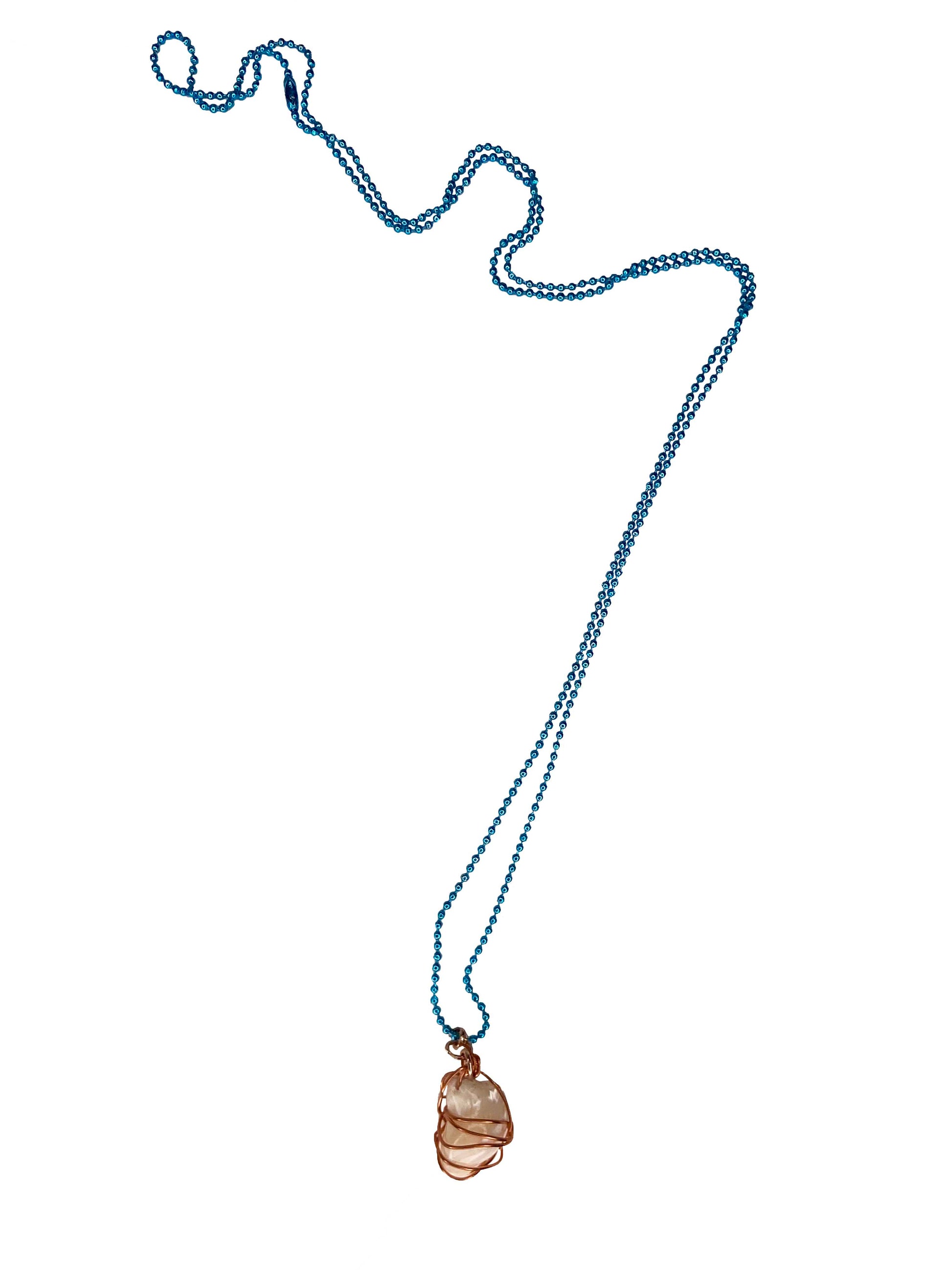 Handmade copper wire wrapped large freshwater pearl necklace.
