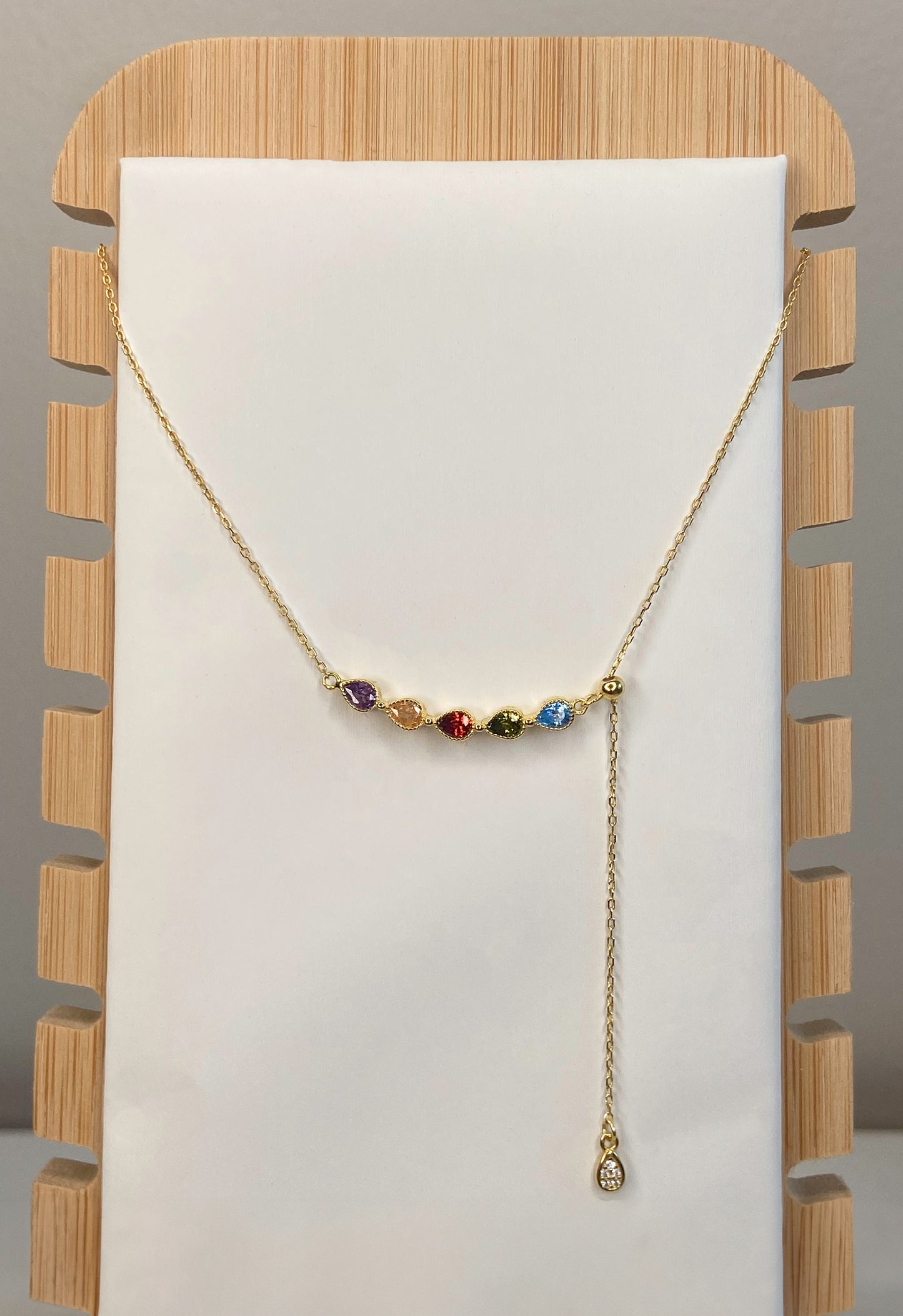 925 sterling silver rainbow water drop zircon pendant necklace