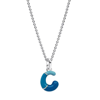 925 Sterling Silver C Letter Charm with Chain Pendant Necklace