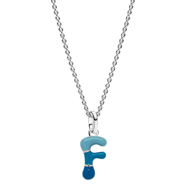 925 Sterling Silver F Letter Charm with Chain Pendant Necklace