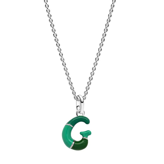 925 Sterling Silver G Letter Charm with Chain Pendant Necklace