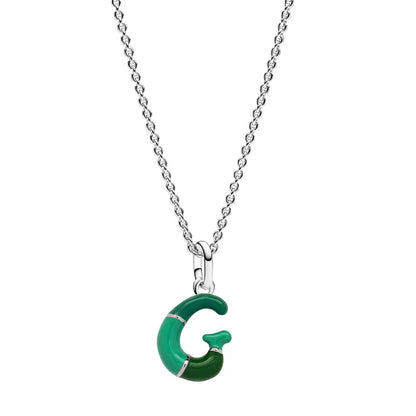 925 Sterling Silver G Letter Charm with Chain Pendant Necklace