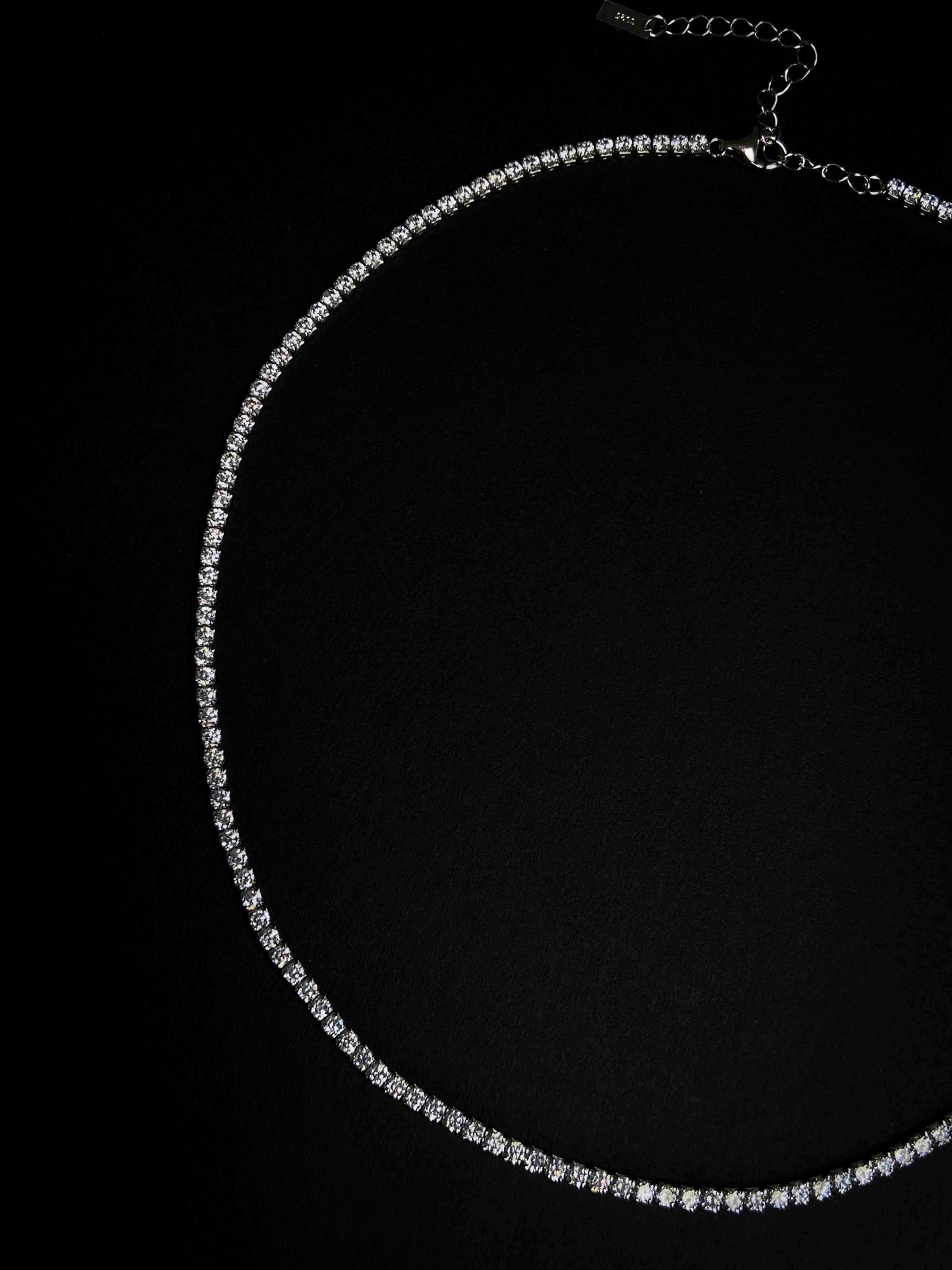 925 Sterling Silver Zircon Tennis Necklace.