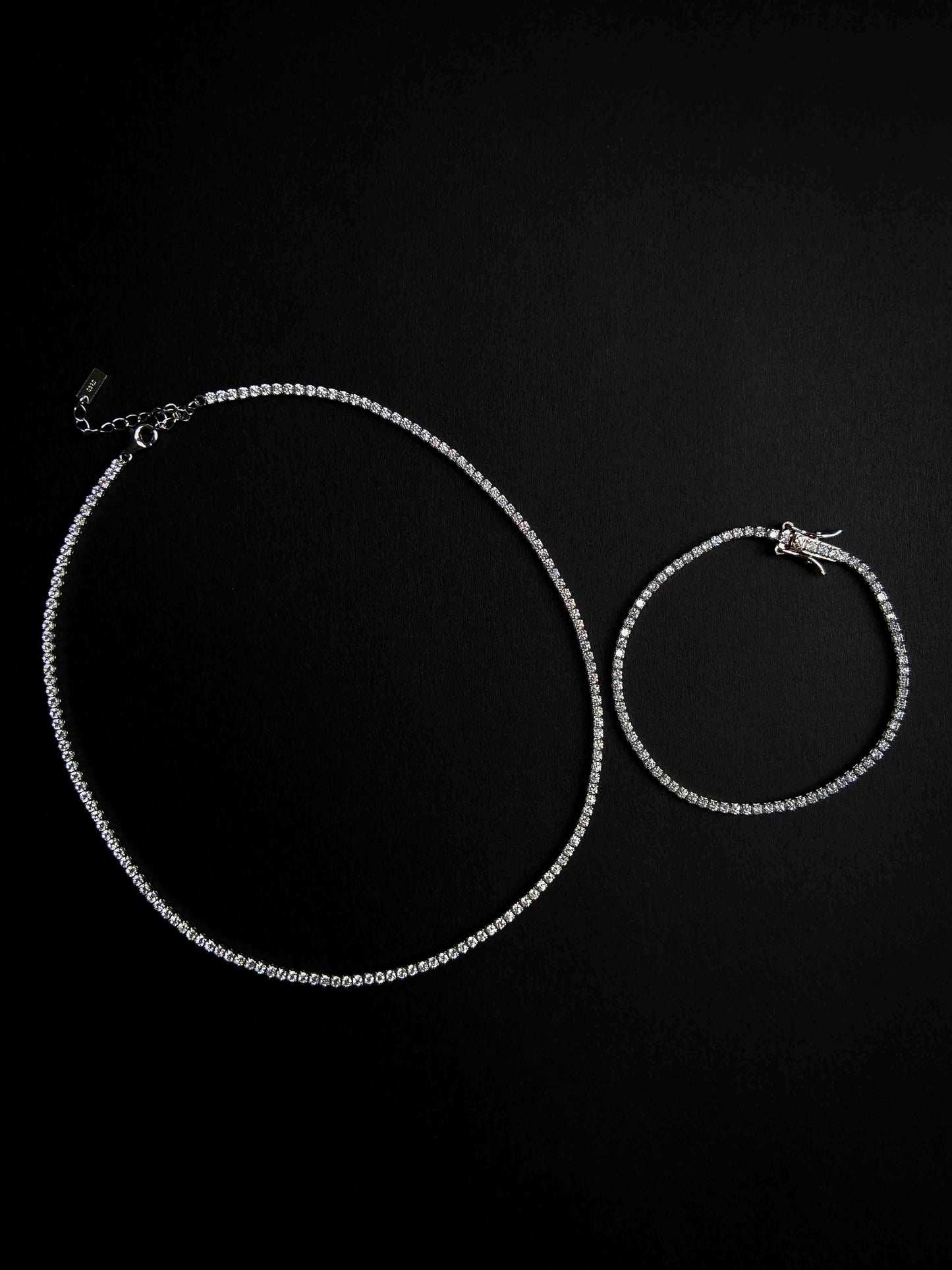 925 Sterling Silver Zircon Tennis Bracelet & Necklace Set