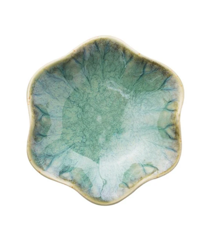 Ceramic green lotus storage plate dish for jewelry.