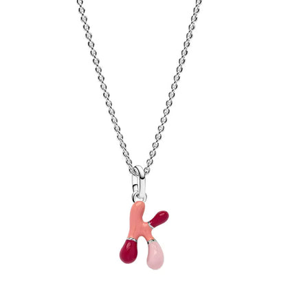 925 Sterling Silver K Letter Charm with Chain Pendant Necklace