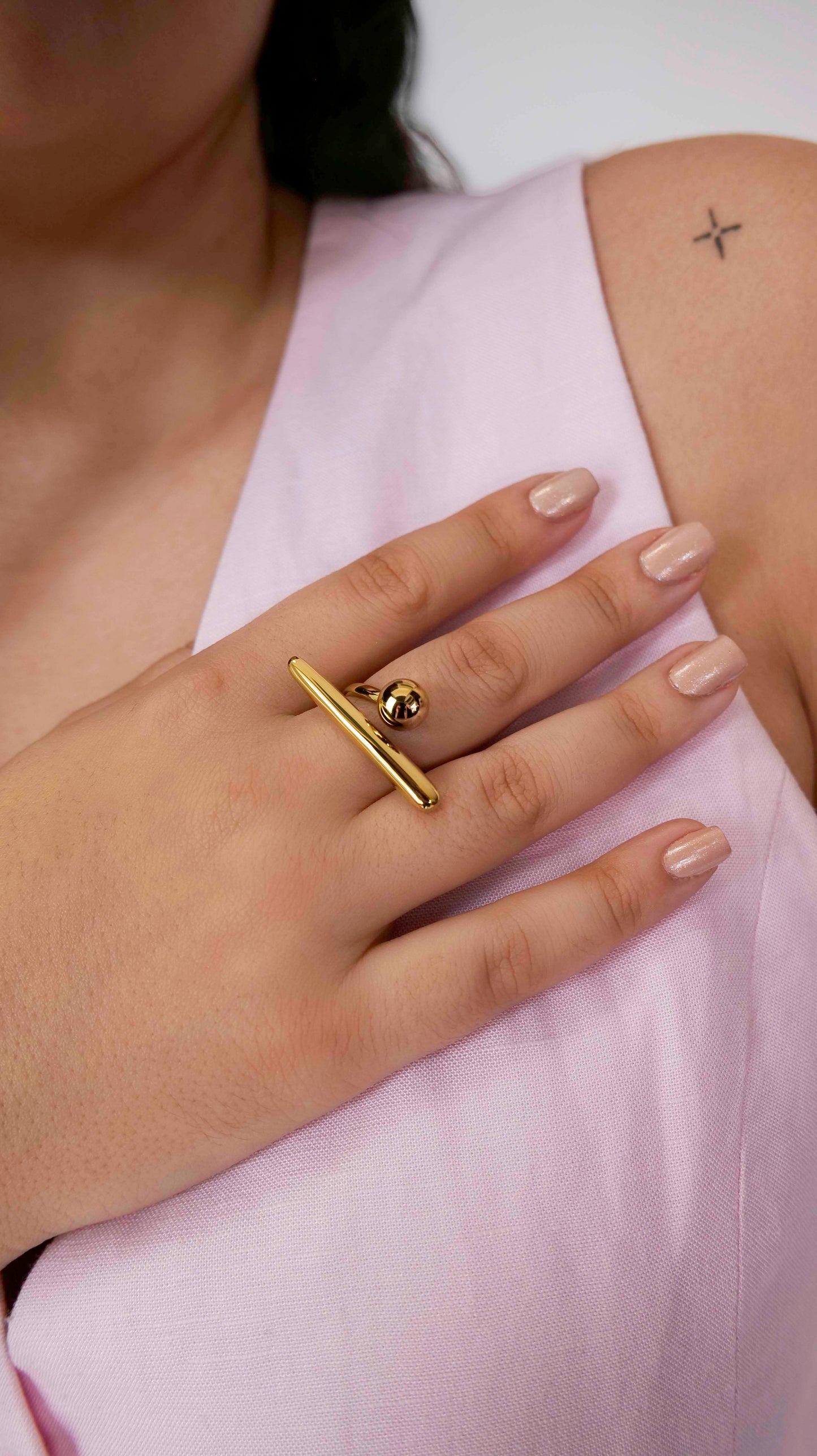 Stainless Steel Waterproof Minimalist Bold Classy Ring 18k Gold Color
