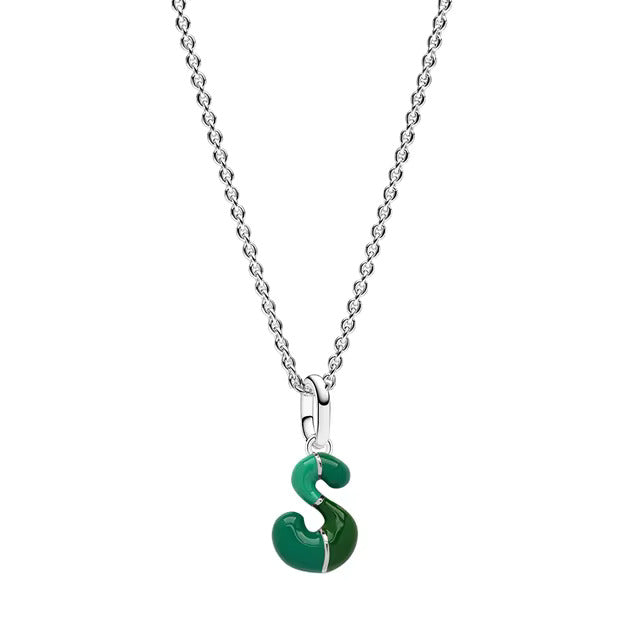 925 Sterling Silver S Letter Charm with Chain Pendant Necklace