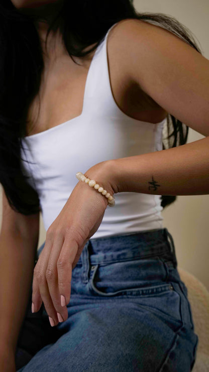 Handcrafted beaded beige citrine bracelet.