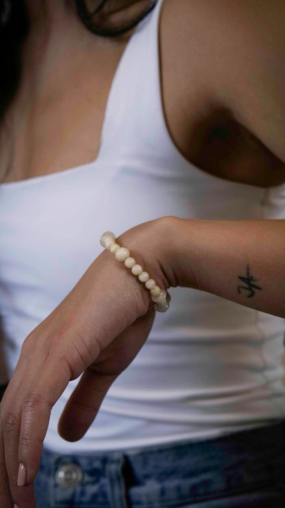 Handcrafted beaded beige citrine bracelet.