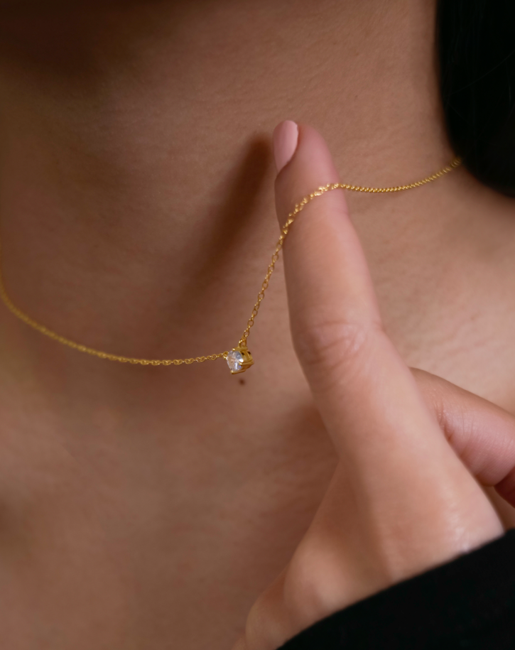 gold plated sterling silver zirconia stone necklace