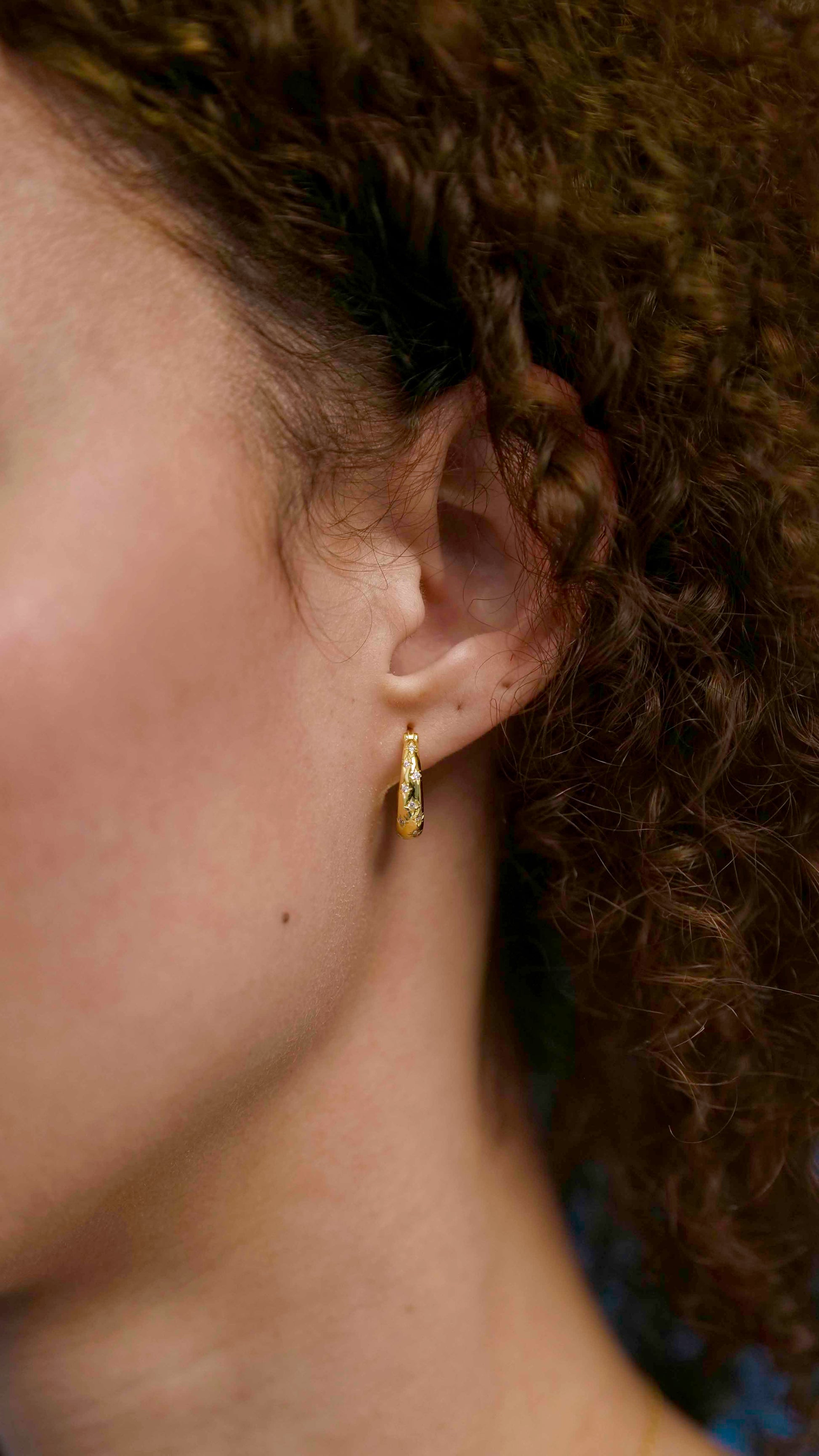 Gold-plated Silver 925 Drop Zircon Hoop Earrings
