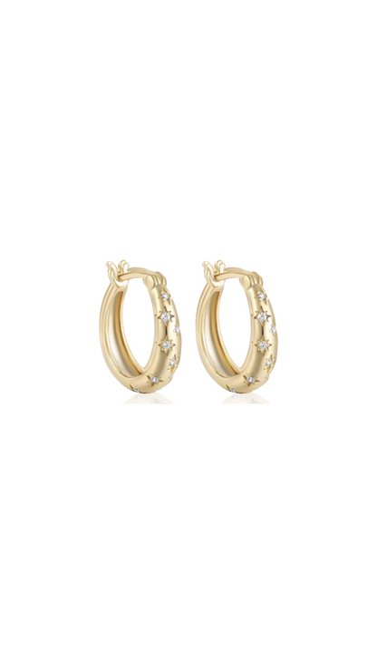 Gold-plated Silver 925 Drop Zircon Hoop Earrings