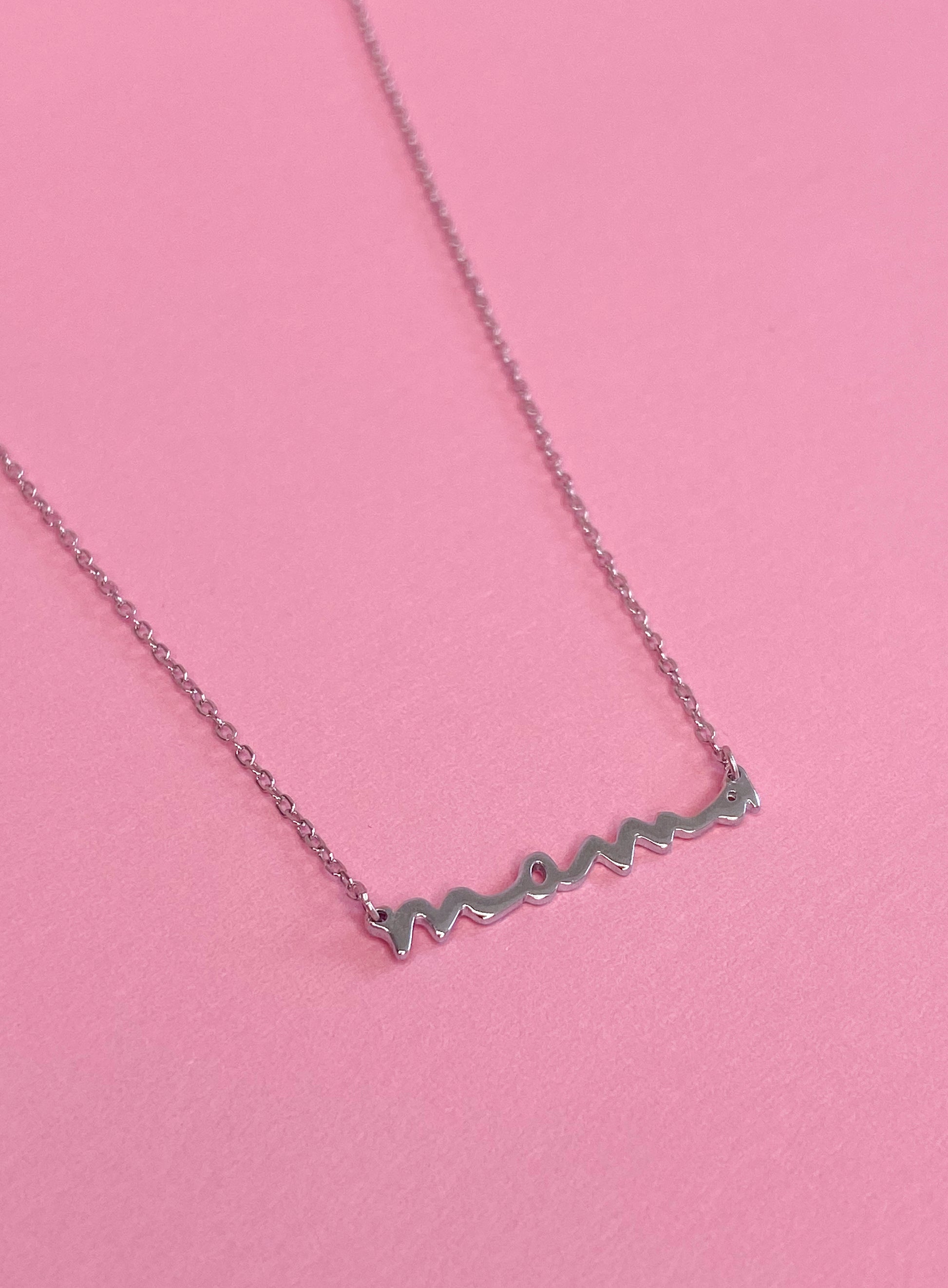 925 Sterling Silver Letter Mama Pendant Necklace
