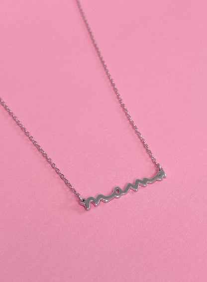 925 Sterling Silver Letter Mama Pendant Necklace