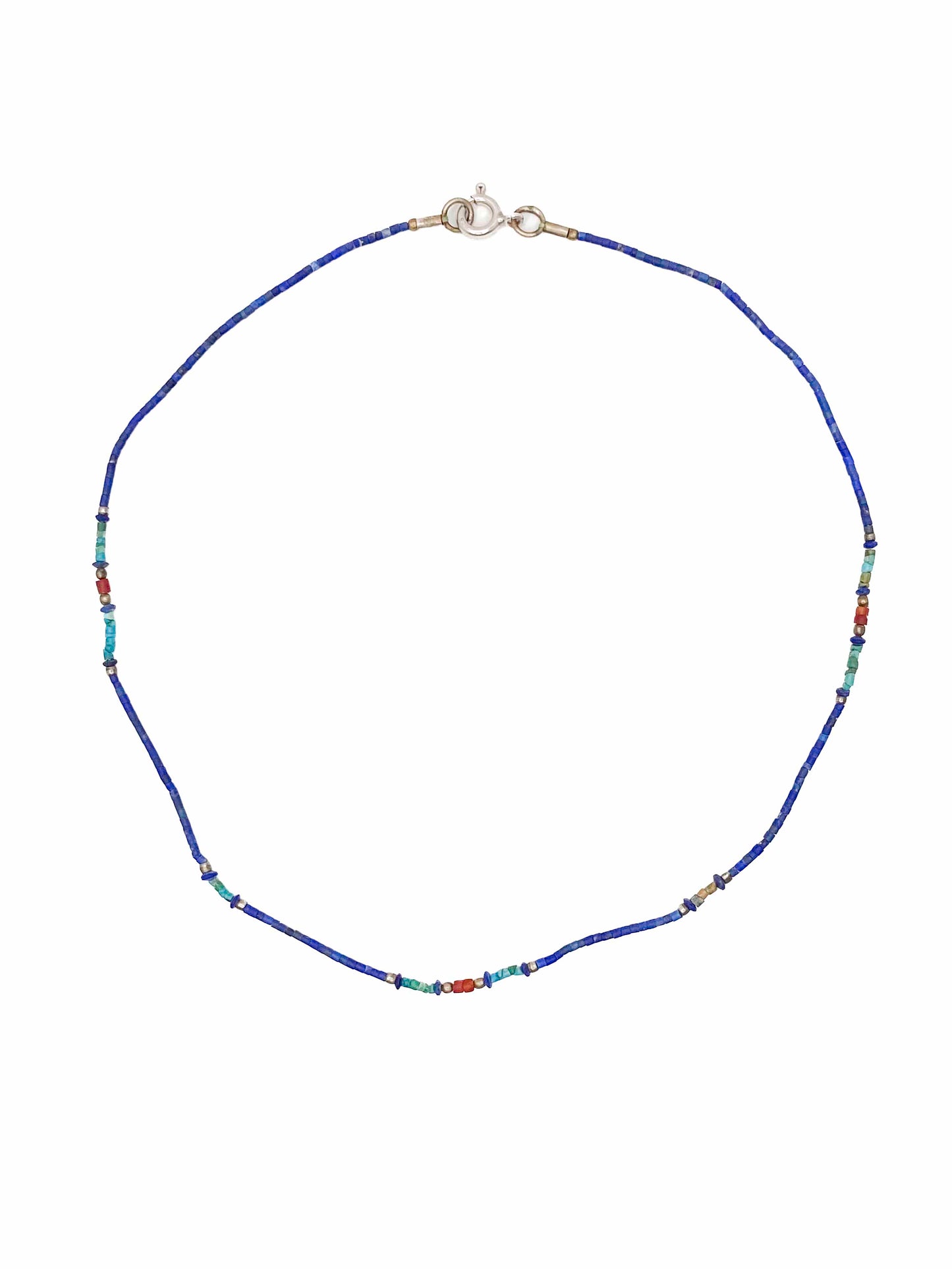 Handcrafted vintage necklaces that feature carnelian, turquoise, and lapis lazuli stones with 925 sterling silver balls and clasp.