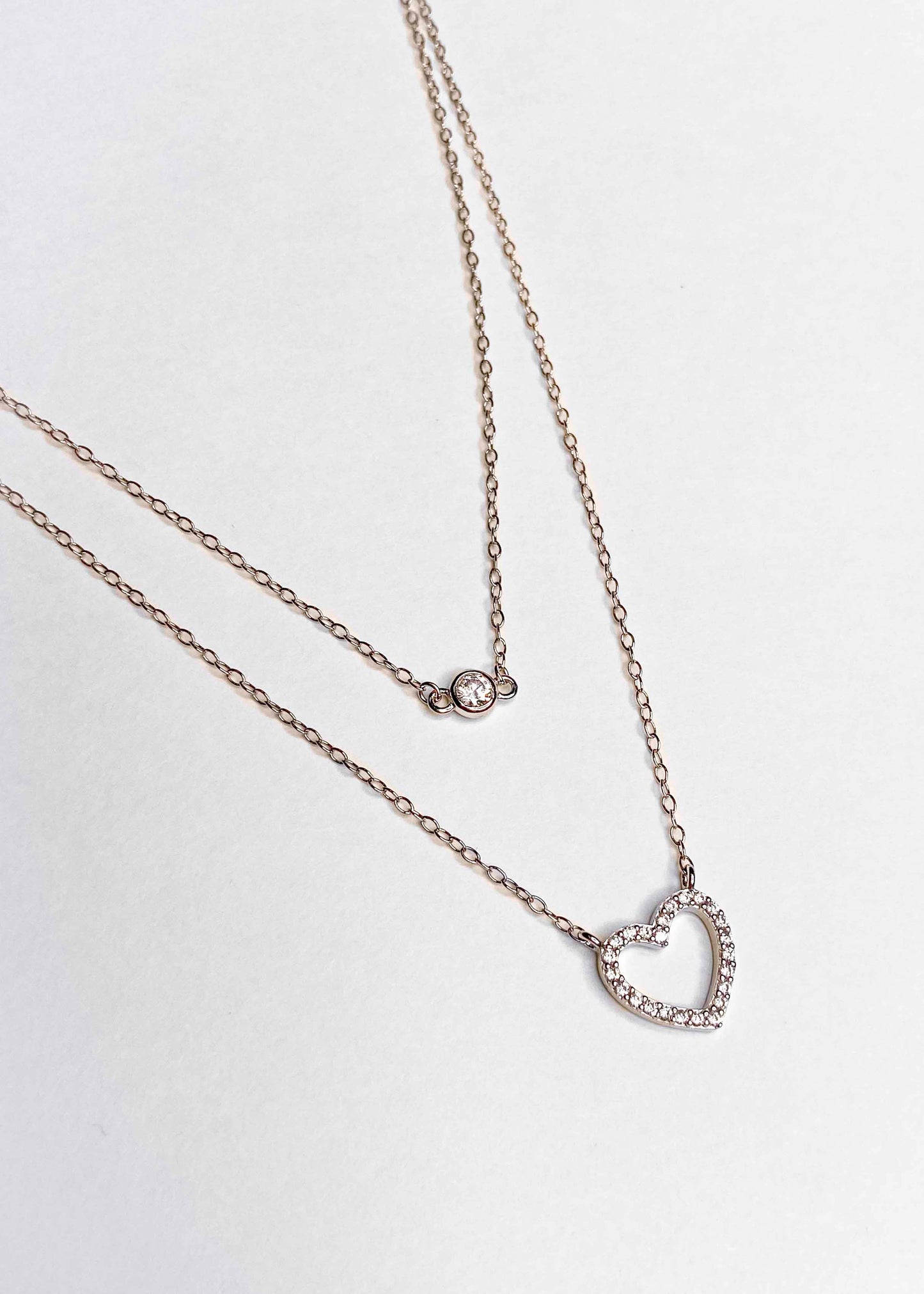 925 sterling silver double-layer necklace delicate clavicle chain zircon necklace.